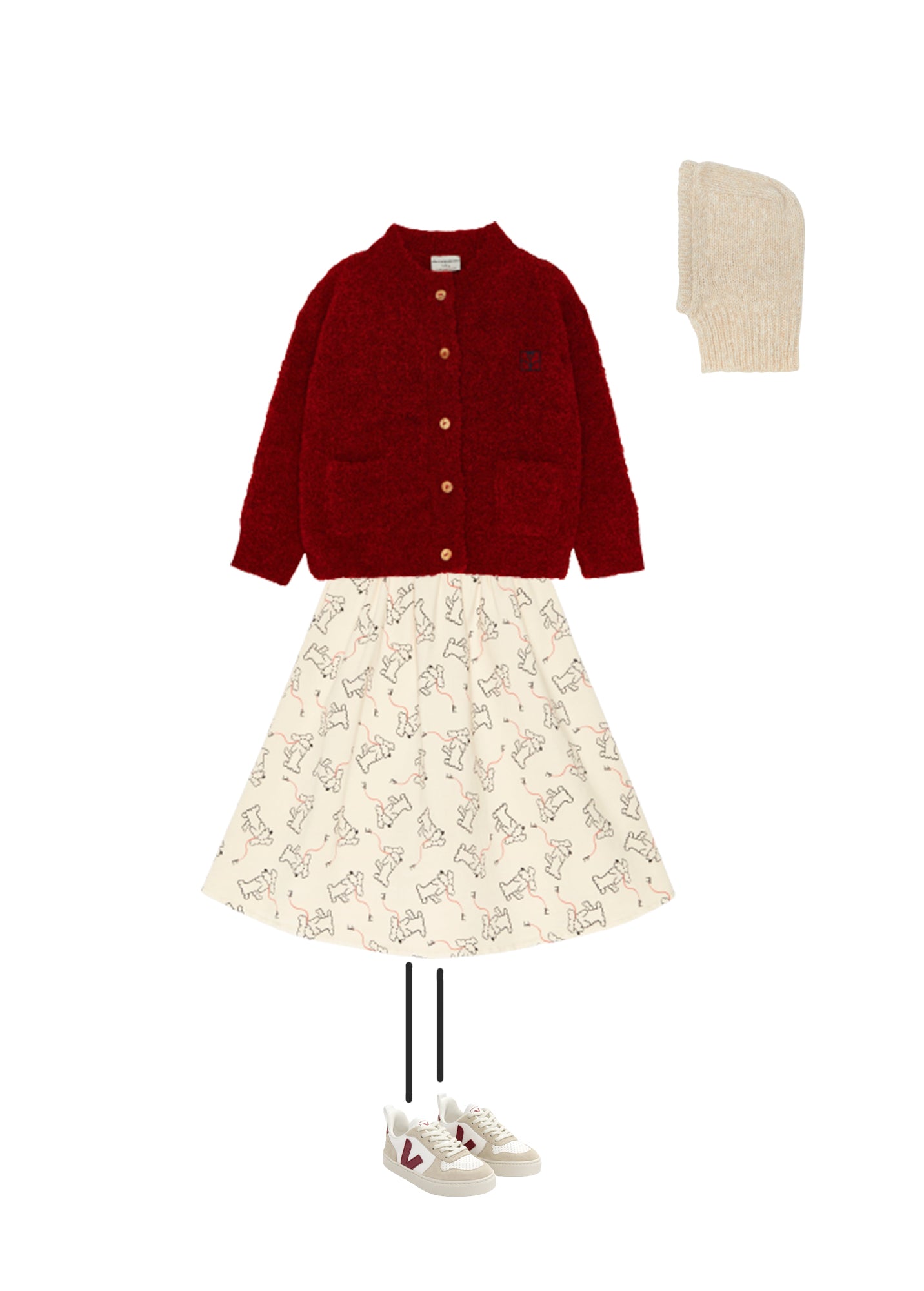 Girls White Printed Cotton Skirt