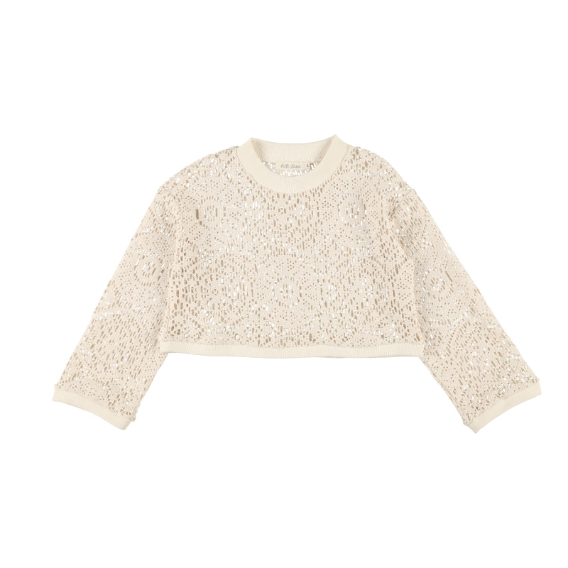 Girls White Hollow Crochet Top