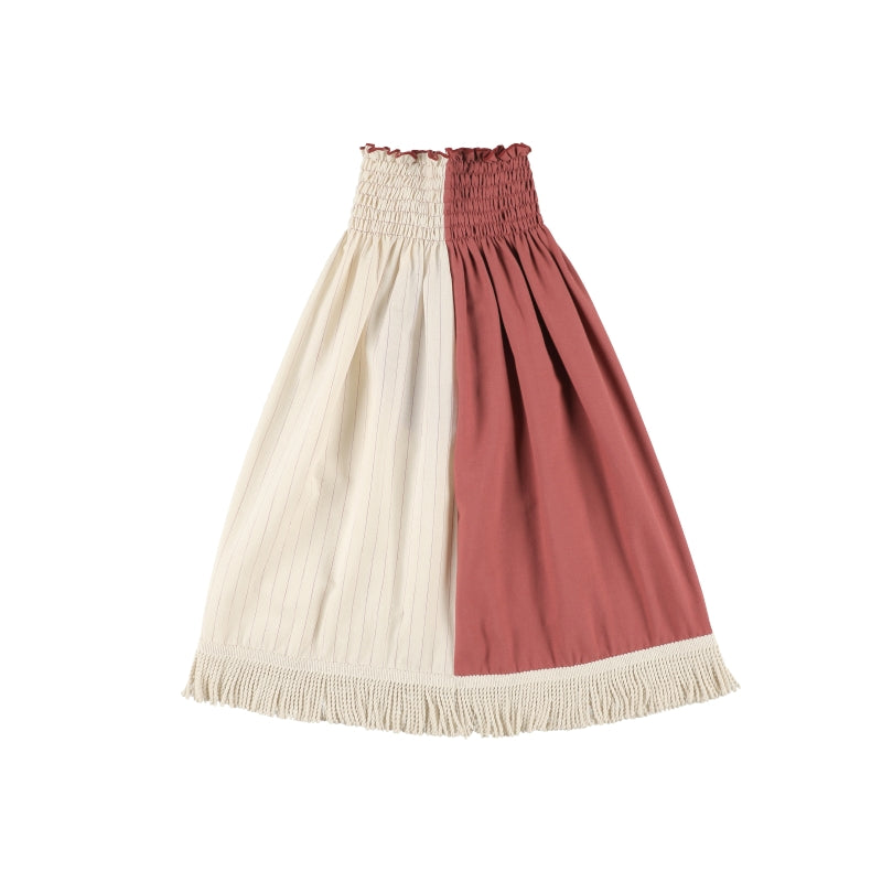Girls White Stripes Cotton Skirt