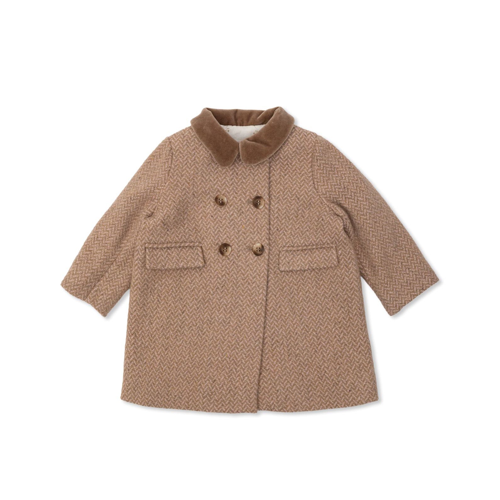 Baby Girls Beige Pink Wool Coat