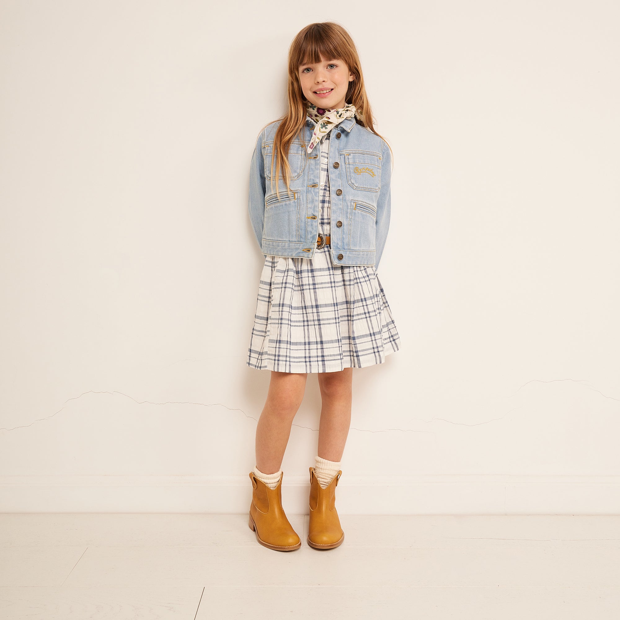 Girls Blue Check Skirt