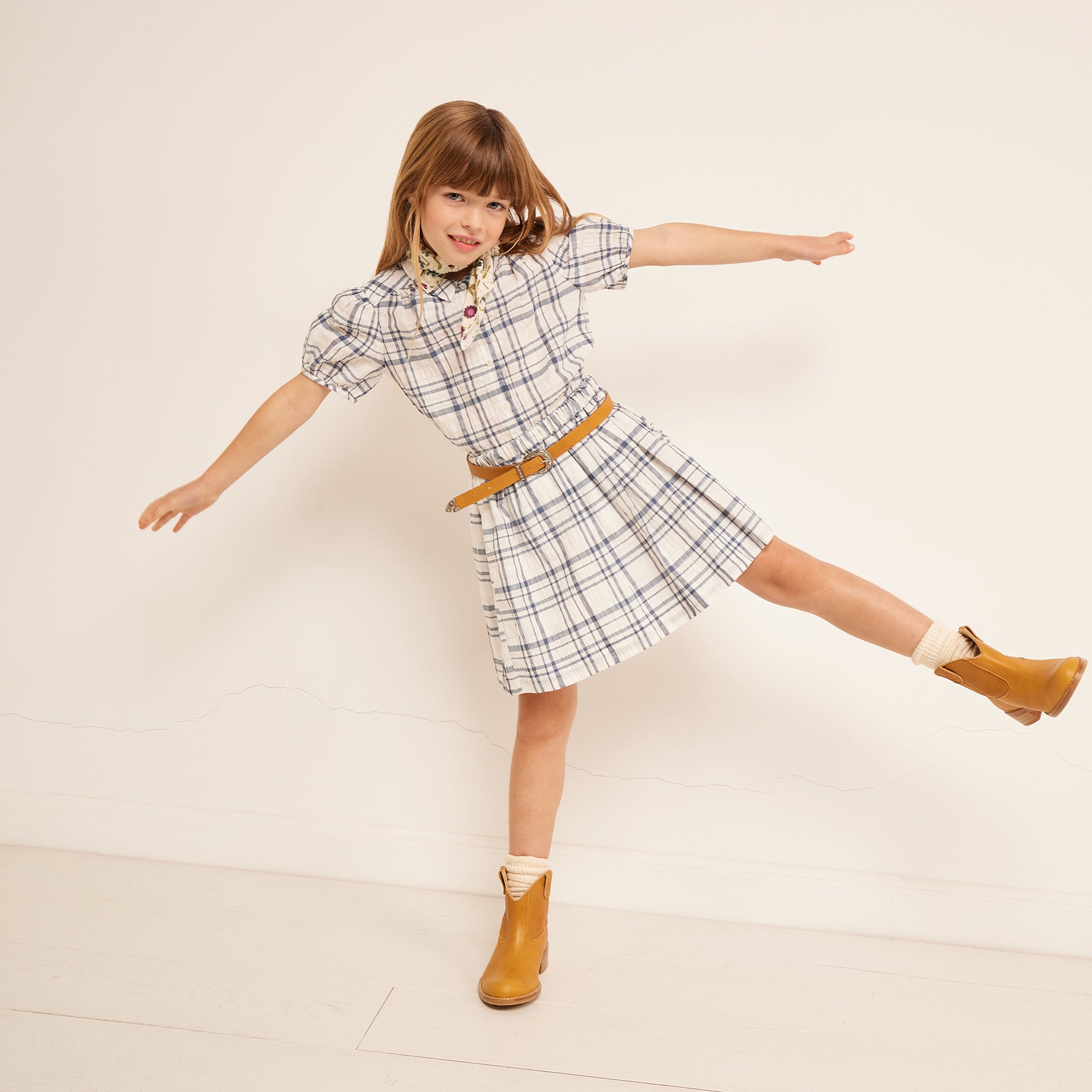 Girls Blue Check Shirt