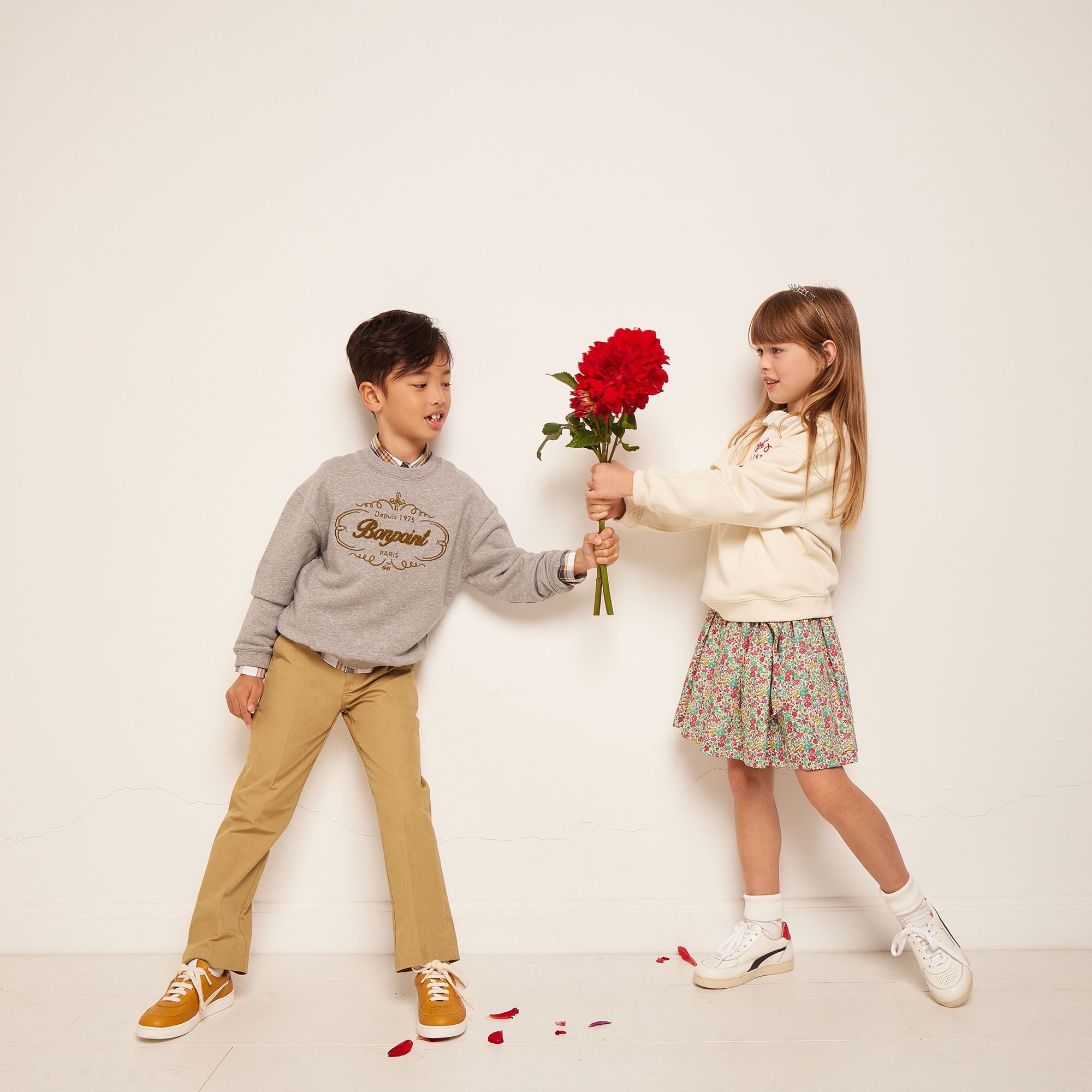 Girls Red Floral Cotton Skirt