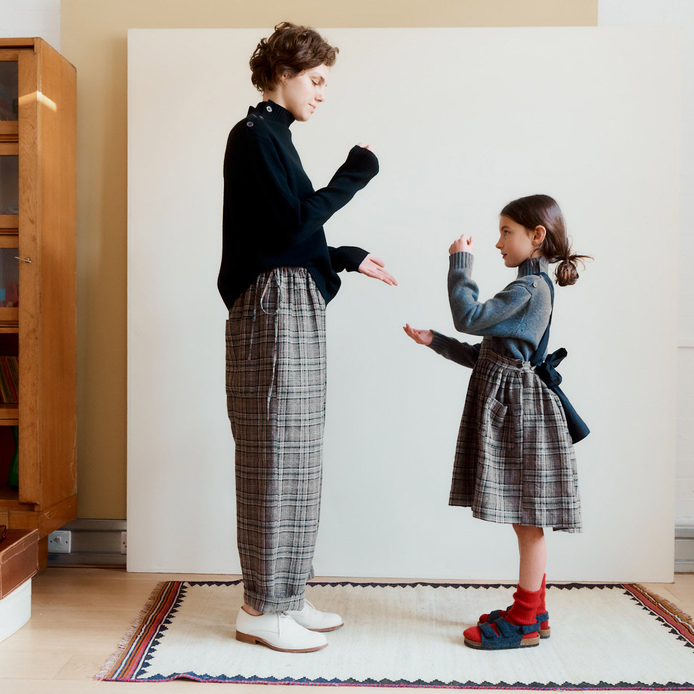 Girls Brown Check Strap Dress