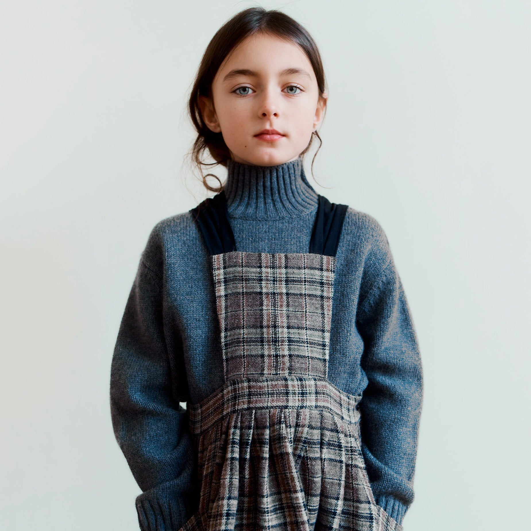 Girls Brown Check Strap Dress