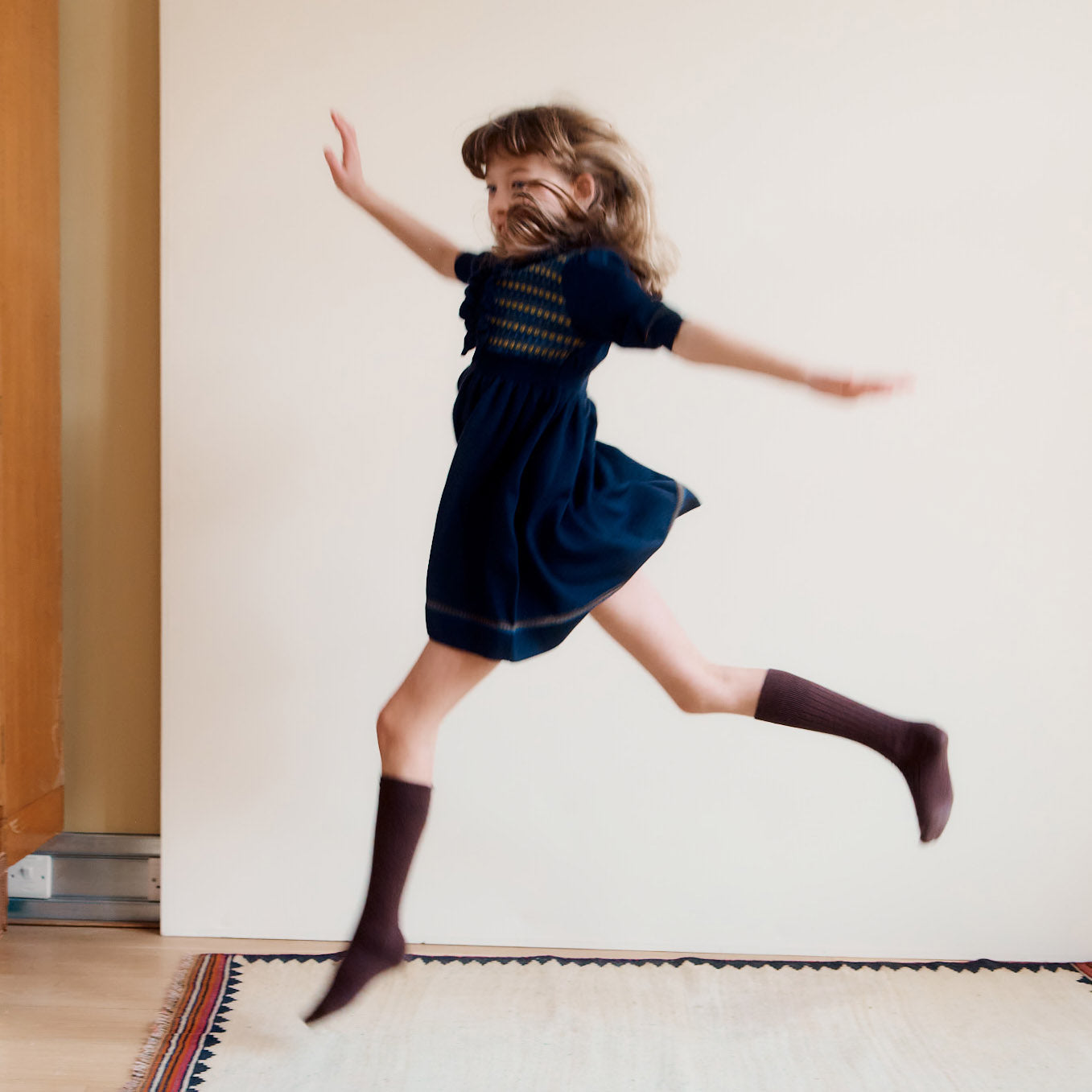 Girls Navy Wool Dress