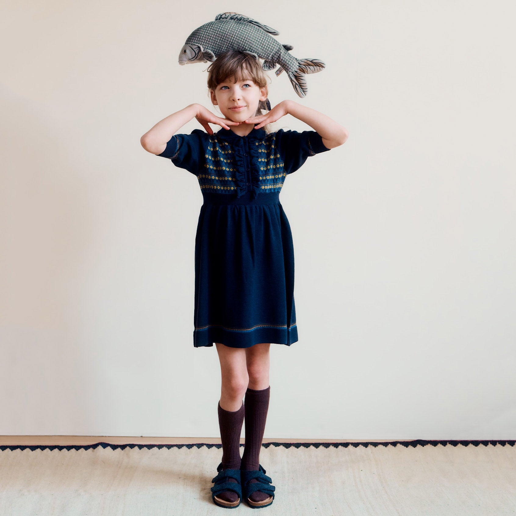 Girls Navy Wool Dress