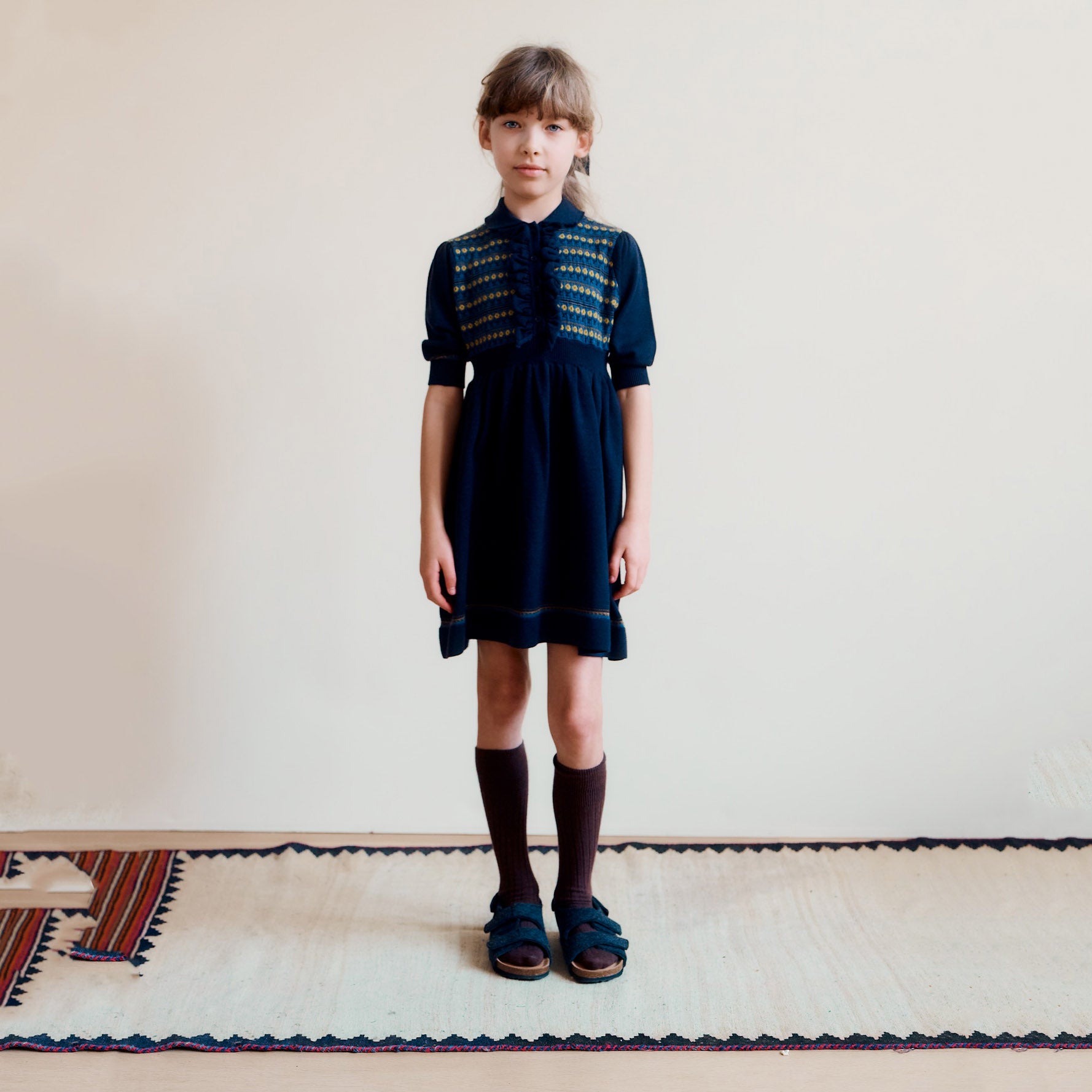 Girls Navy Wool Dress