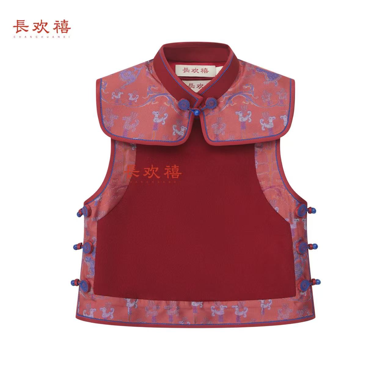 女童红色"福棠"羊毛马甲