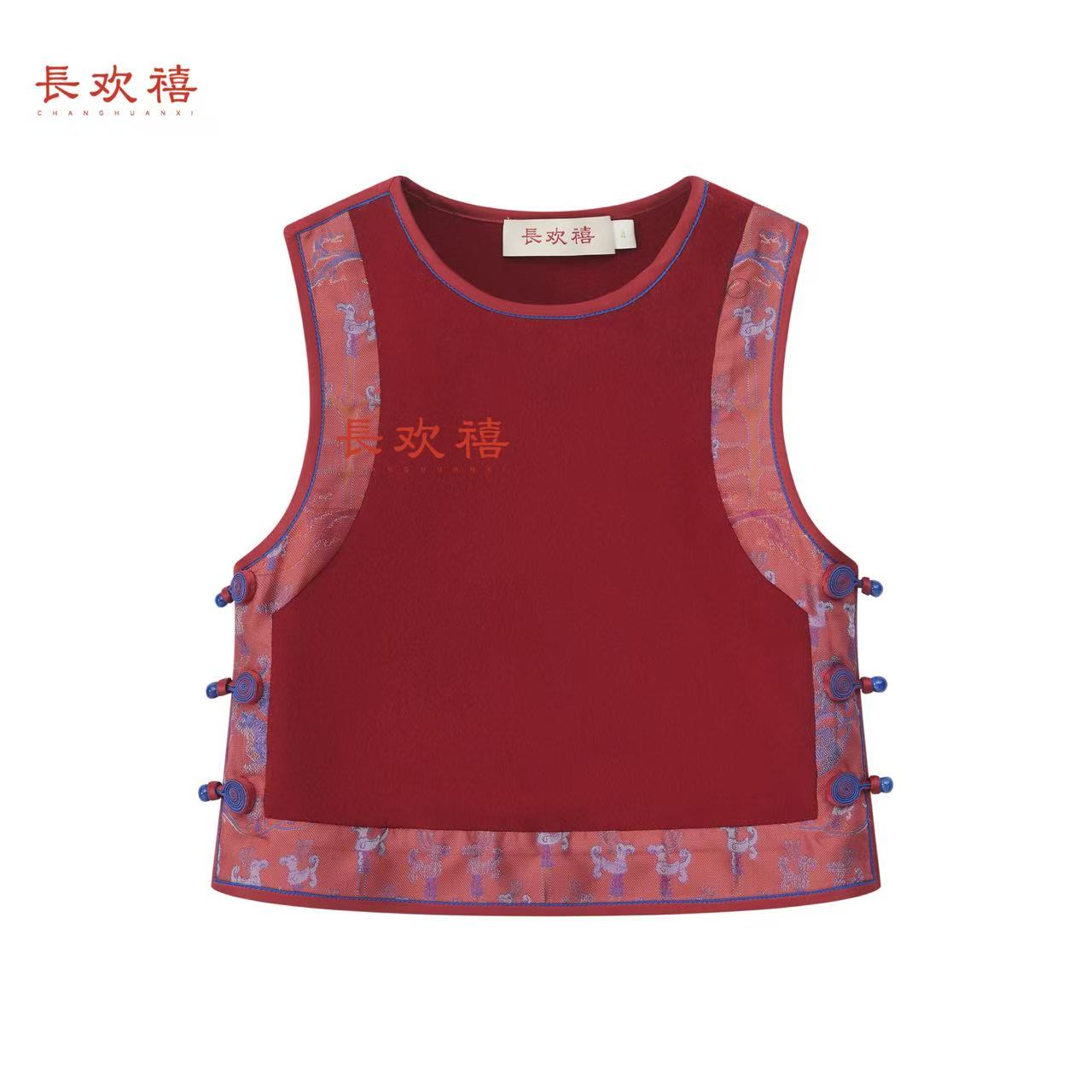 女童红色"福棠"羊毛马甲