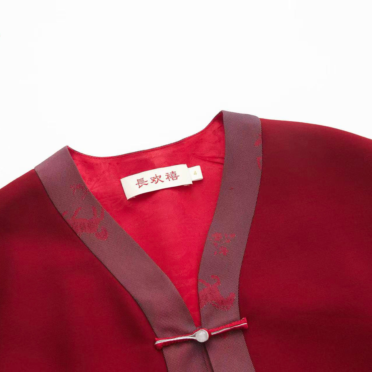 儿童红色"状元策⻢"中式外套