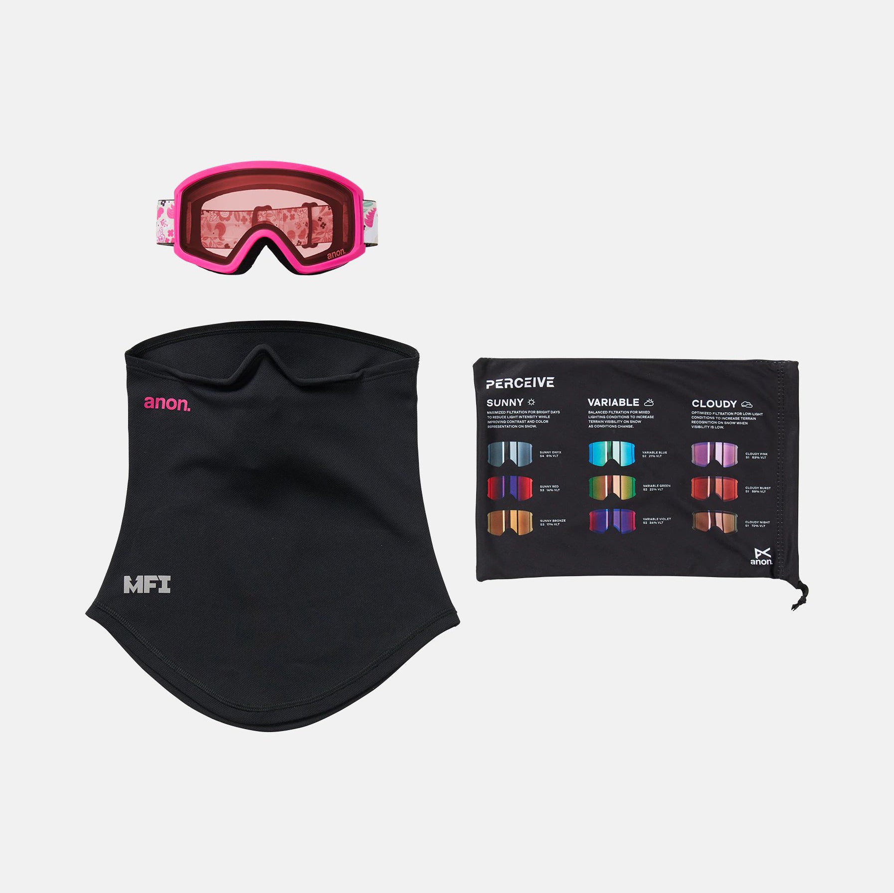 Boys & Girls Pink "Anon Tracker 2.0" Ski Goggles & Face Mask Set