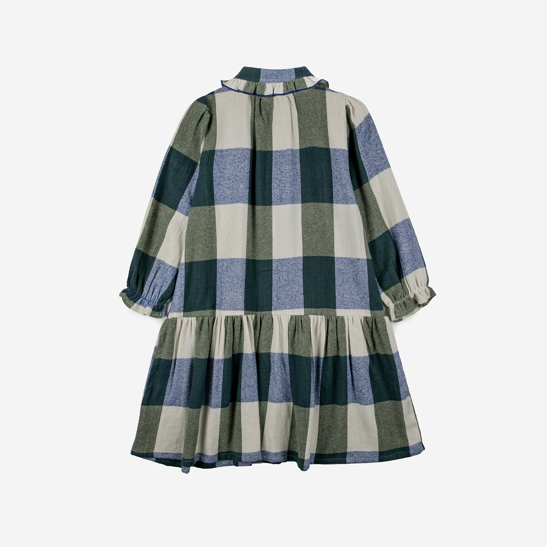 Girls Blue Check Cotton Dress
