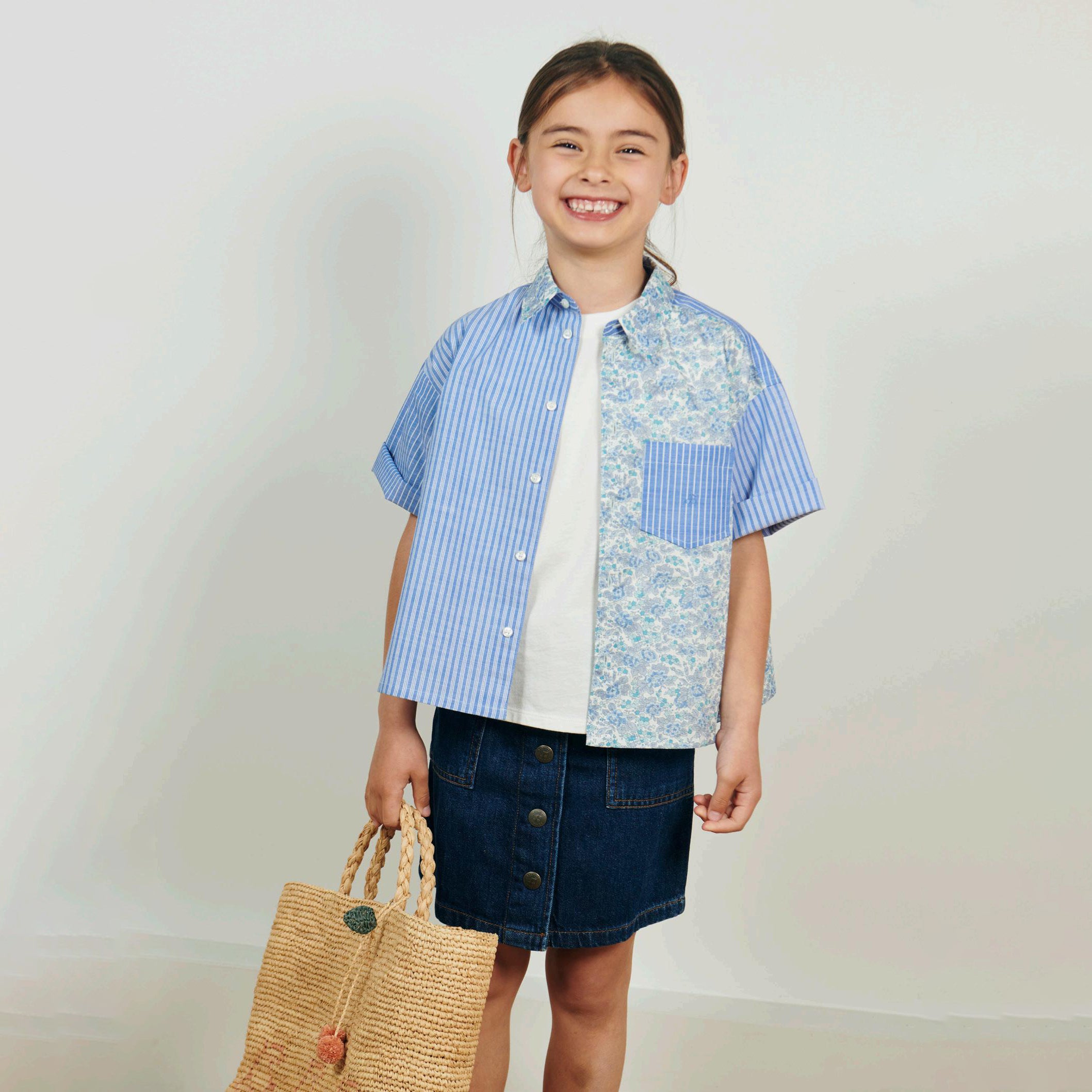 Girls Blue Stripes Cotton Blouse