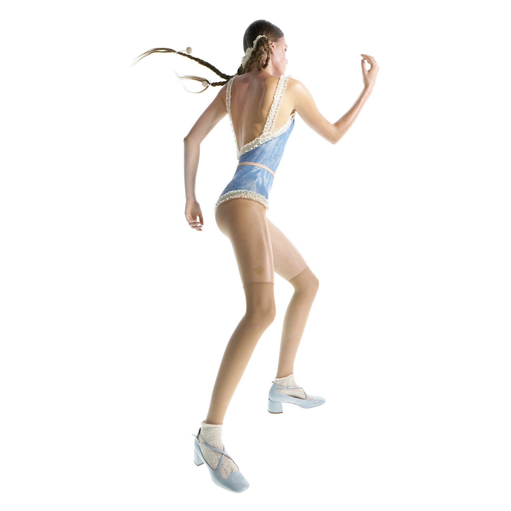 Women Blue Printed "ALPINE FLORA" Strap Ballet Onesies