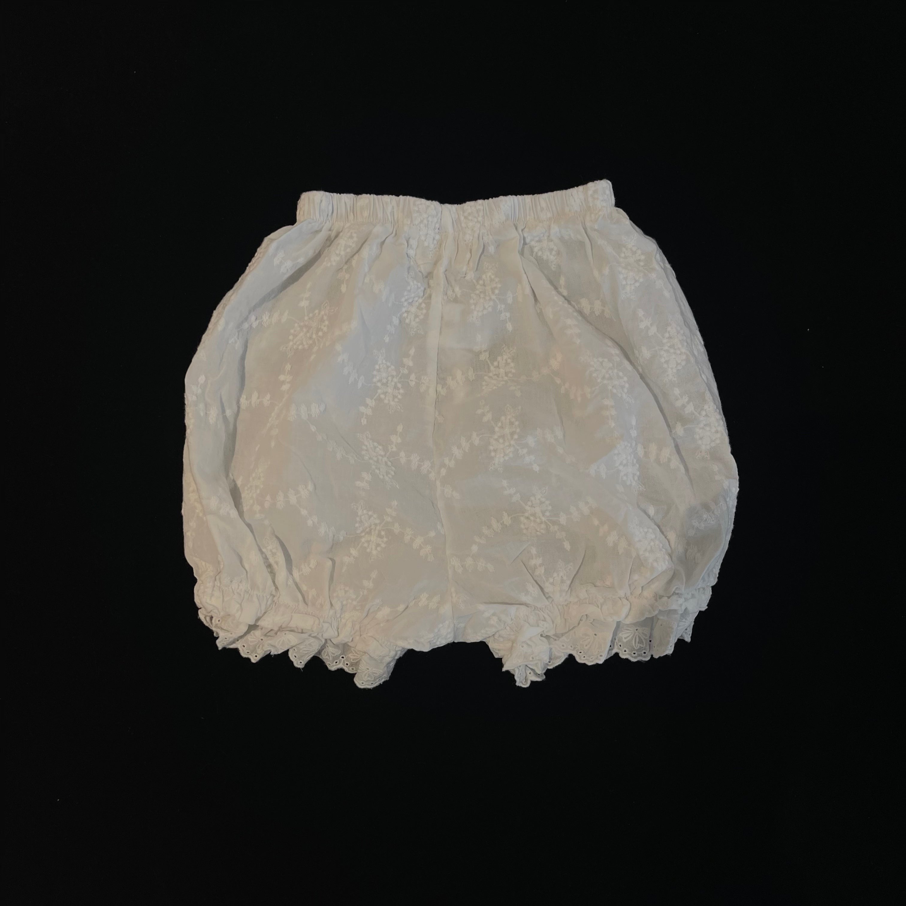 Girls White Cotton Shorts