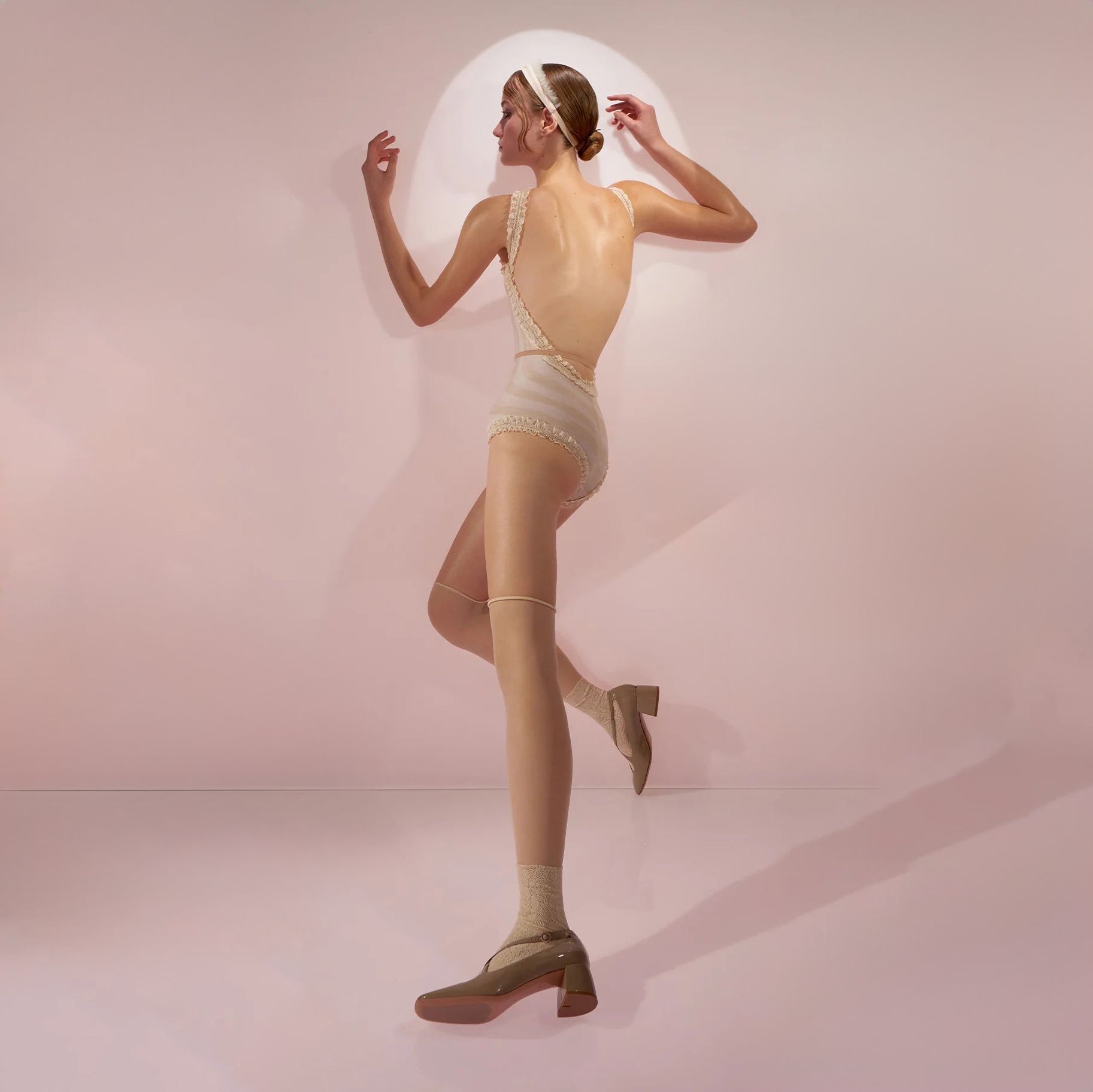 Girls Beige'CUPCAKE'Ballet Onesies(J242LE35VL/edelweiss/nude)