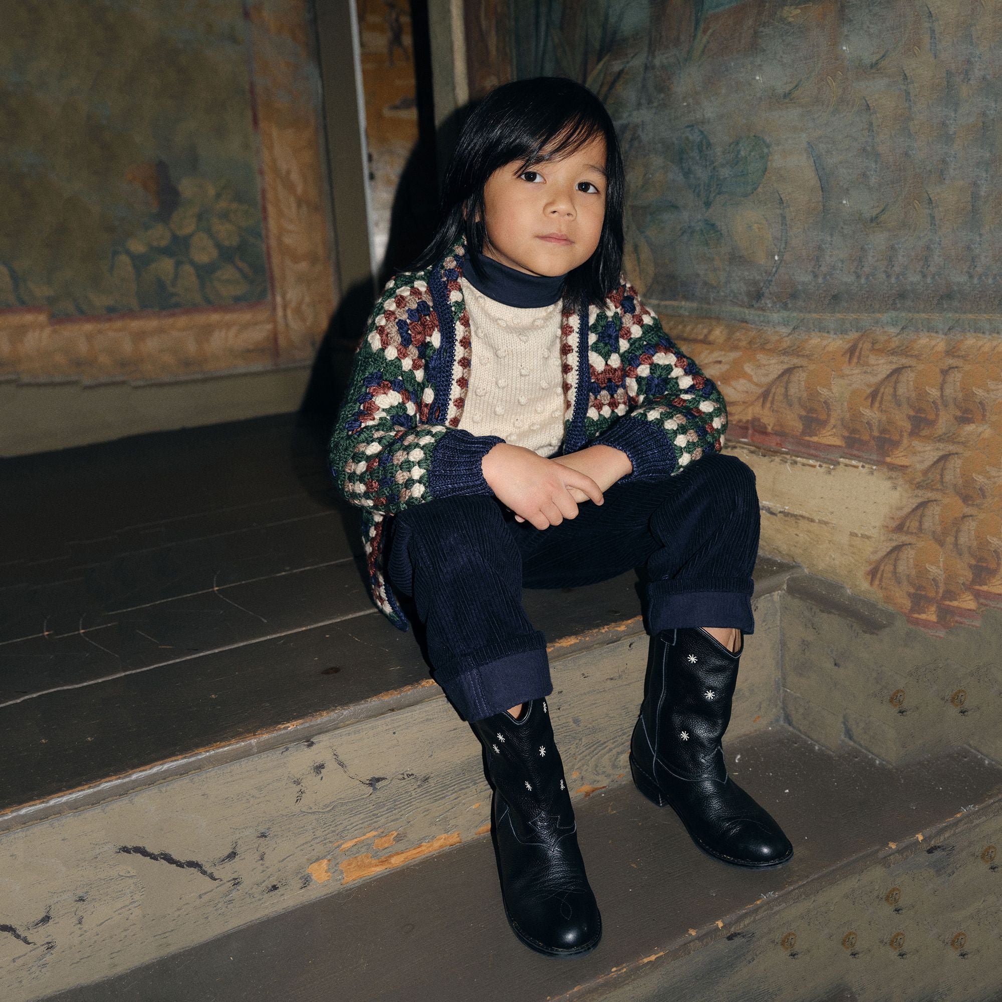 Boys & Girls Green Knit Wool Jacket