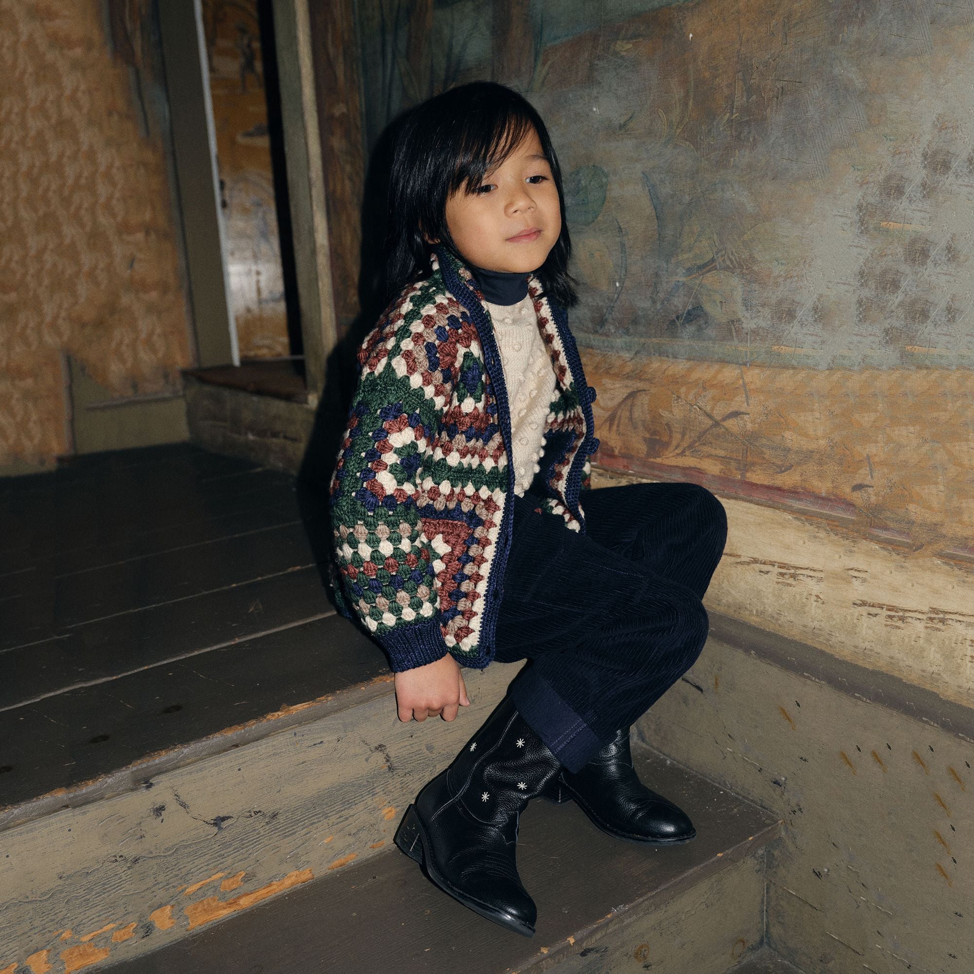 Boys & Girls Green Knit Wool Jacket