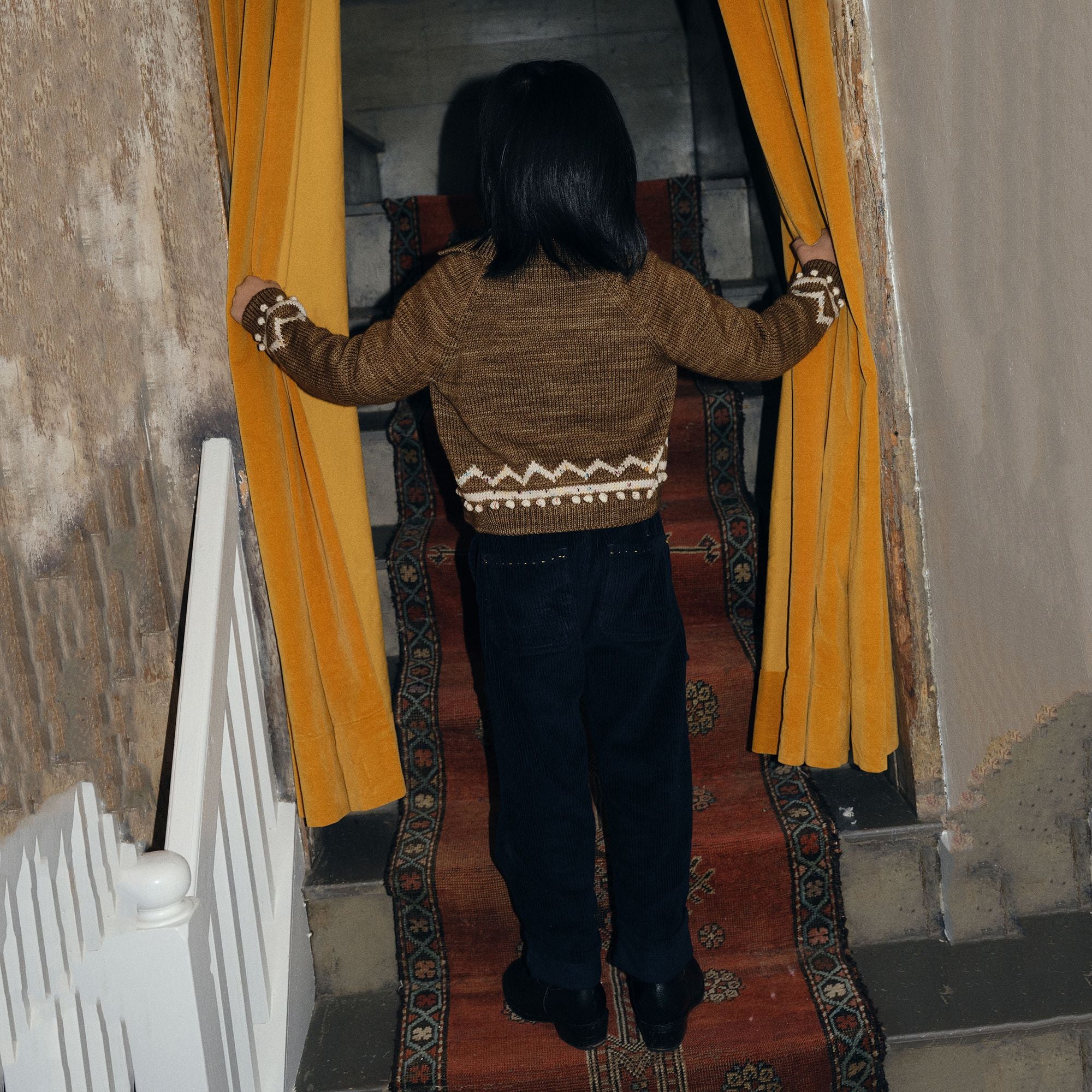 Boys & Girls Brown Knit Wool Cardigan