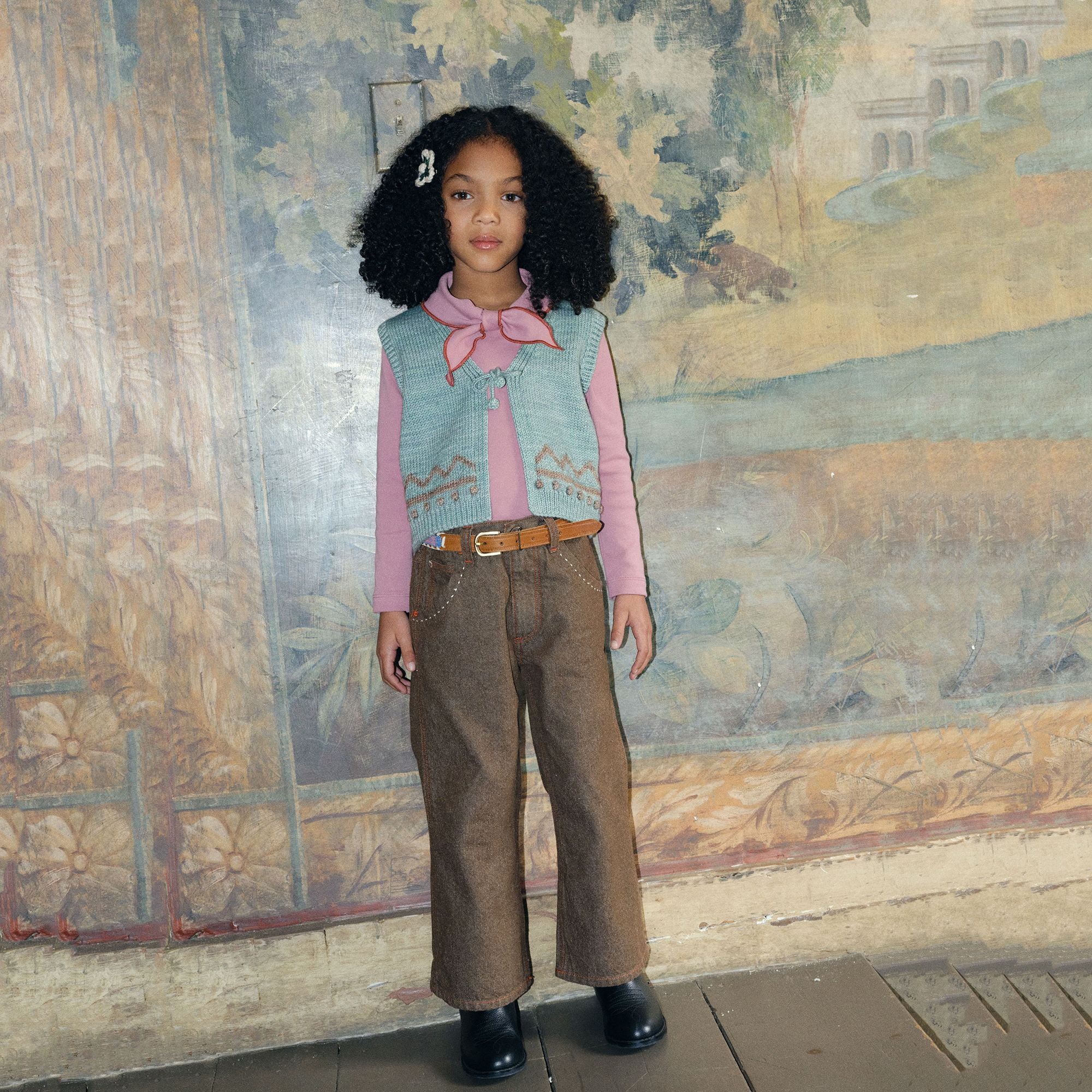 Boys & Girls Green Knit Wool Gilet