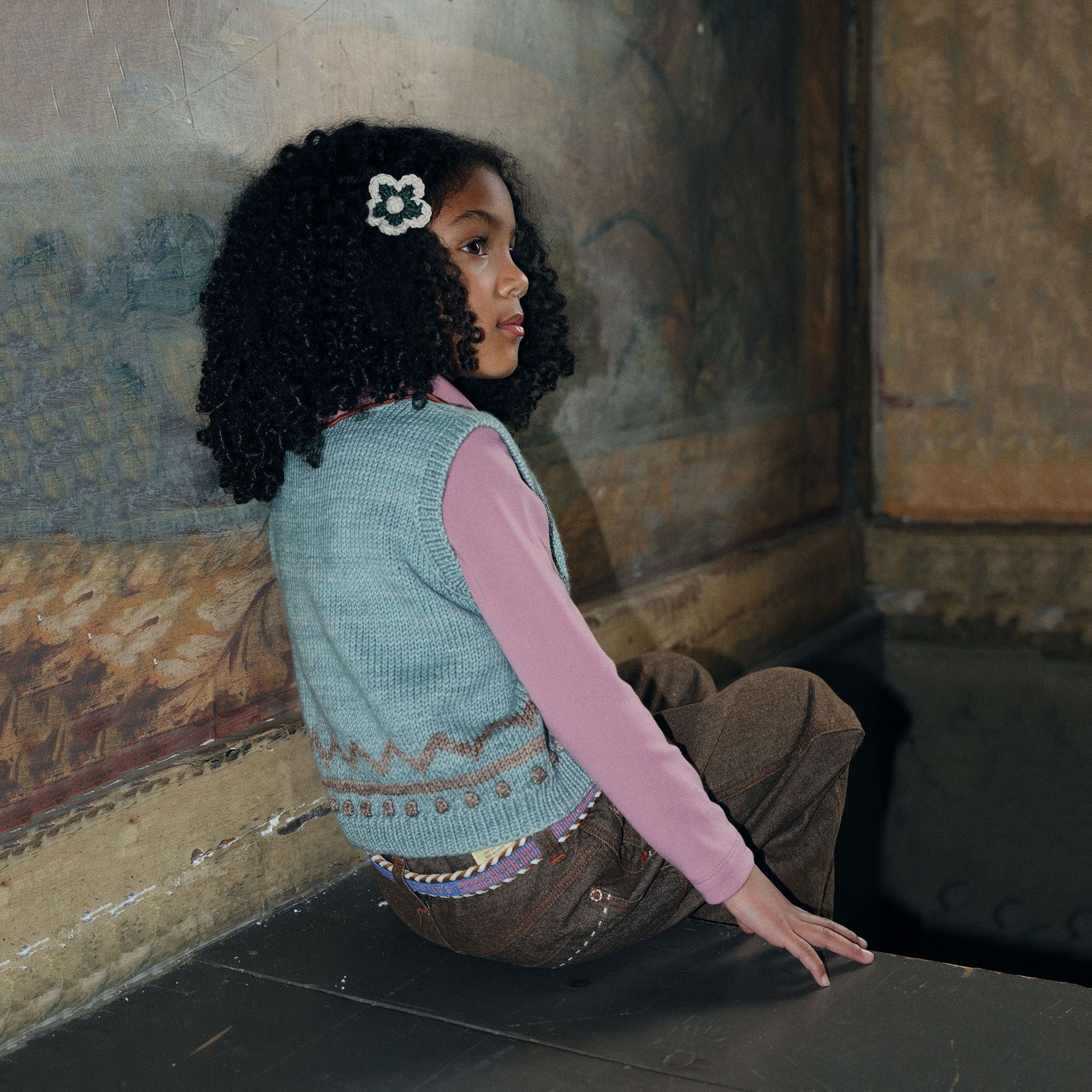 Boys & Girls Green Knit Wool Gilet