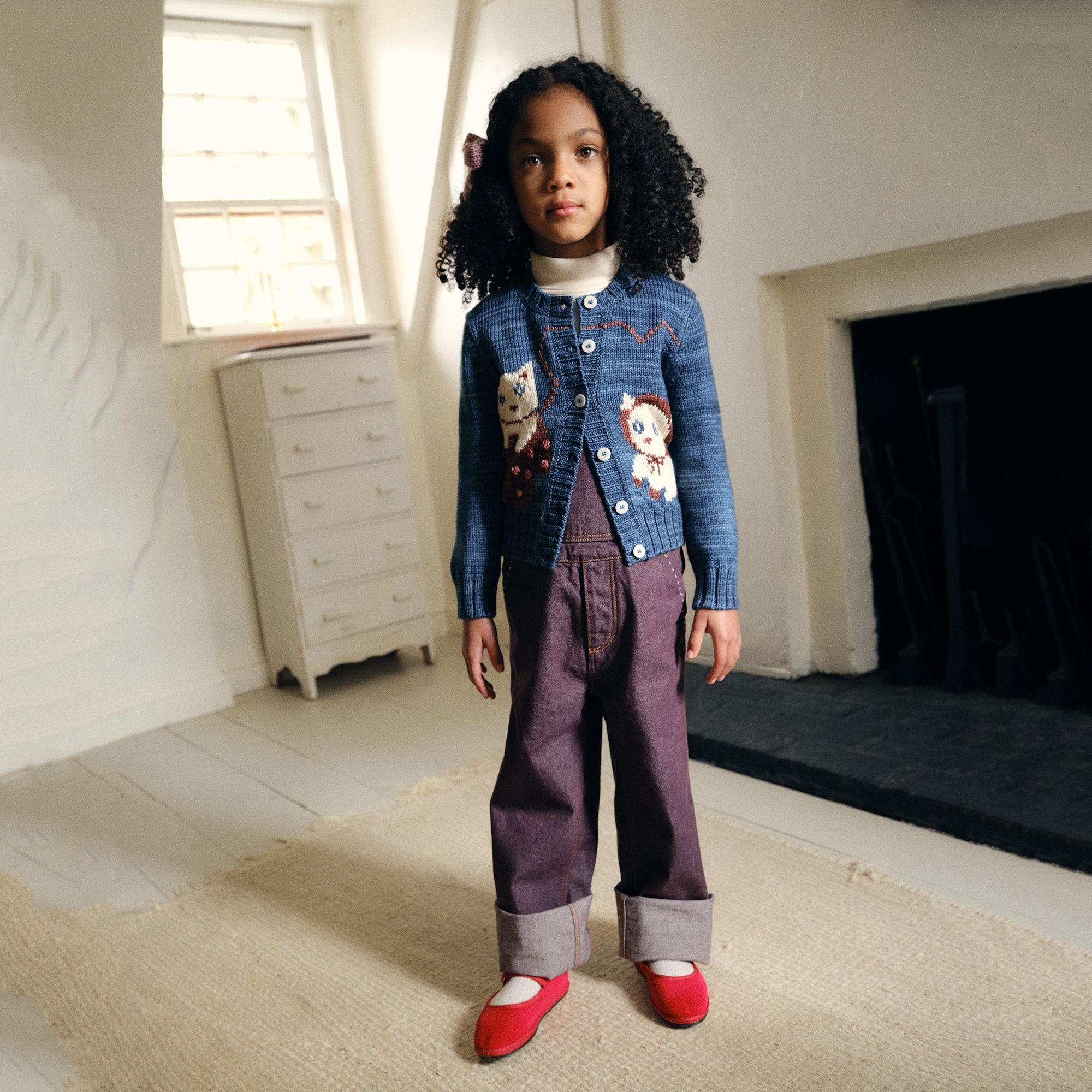 Boys & Girls Blue Cat Wool Cardigan