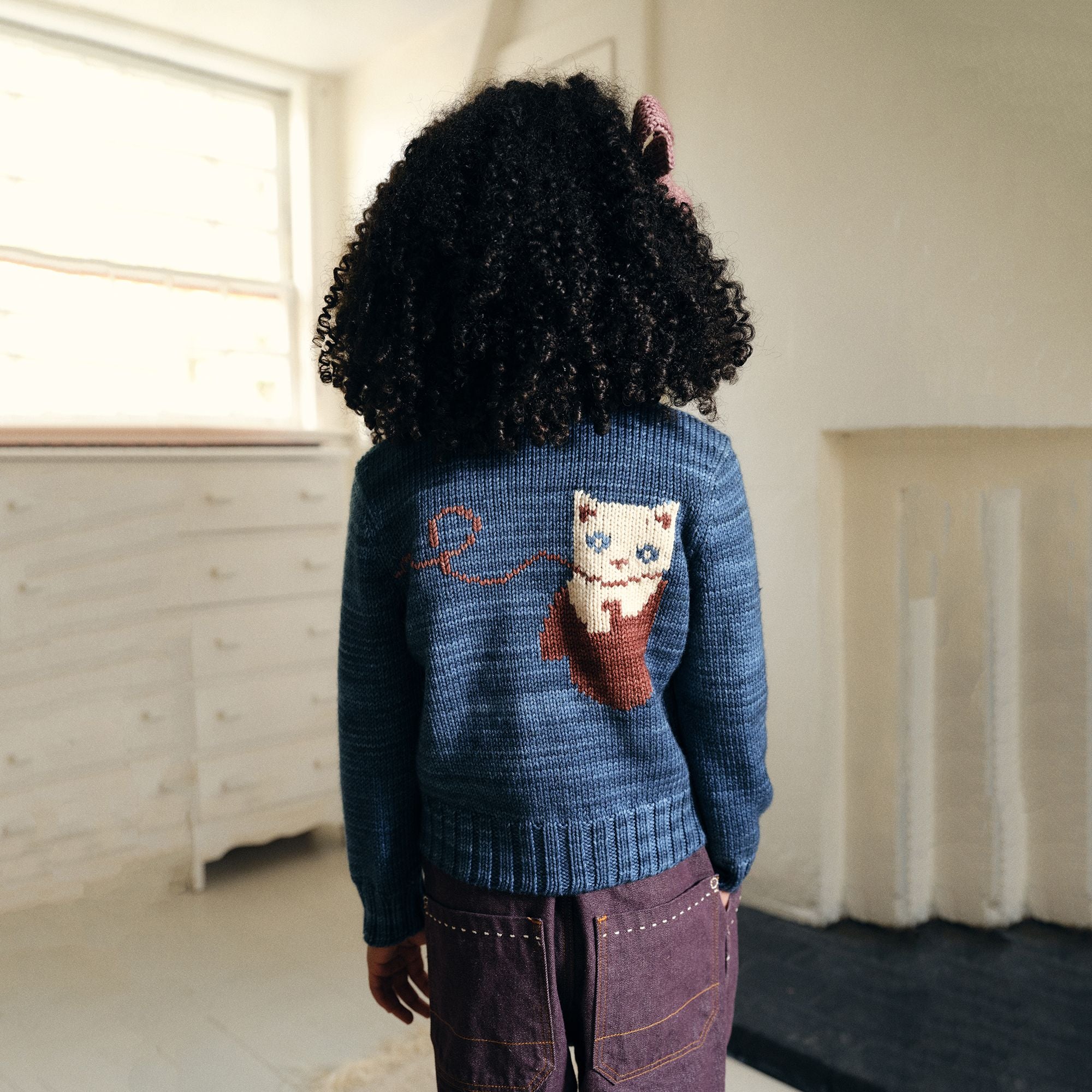 Boys & Girls Blue Cat Wool Cardigan