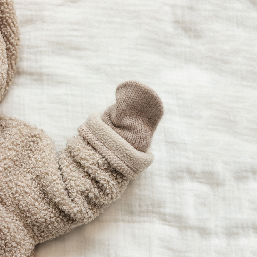 Baby Boys & Girls Beige Fleece Babysuit