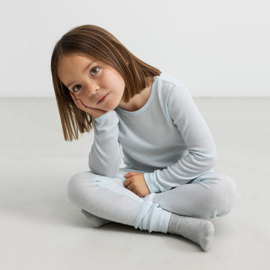Boys & Girls Light Blue Wool Leggings