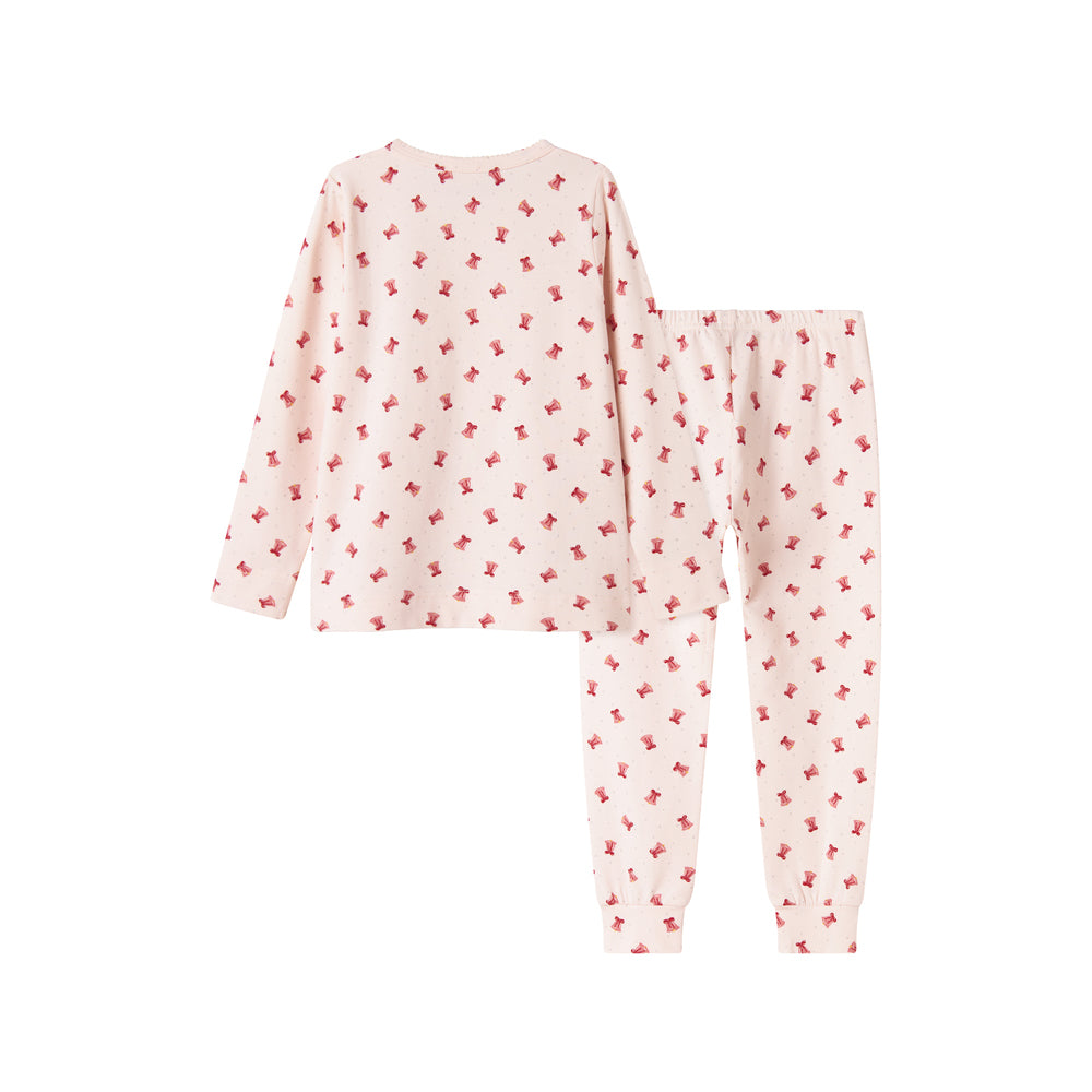 Girls Light Pink Printed Cotton Nightwear Set
