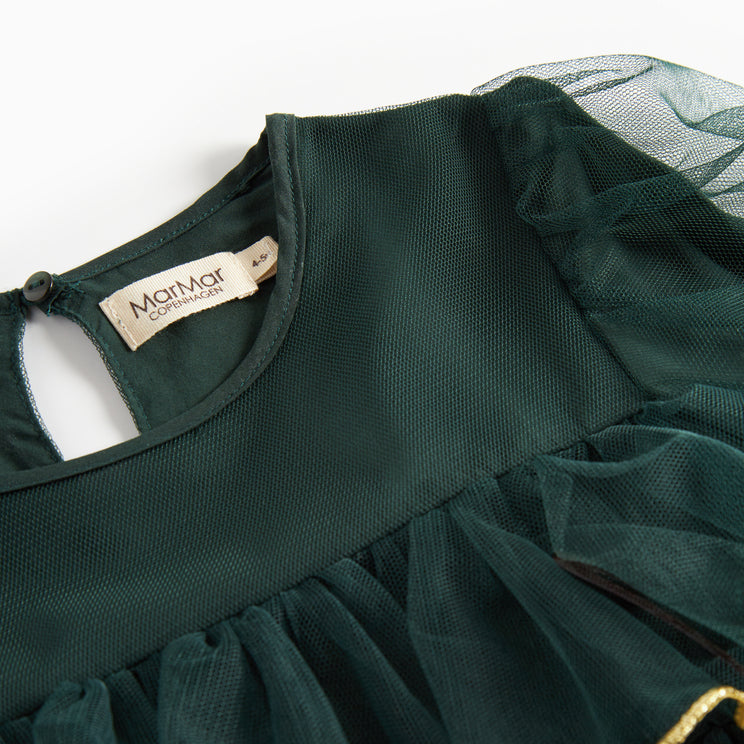 Girls Green Long-sleeved Tulle Dress