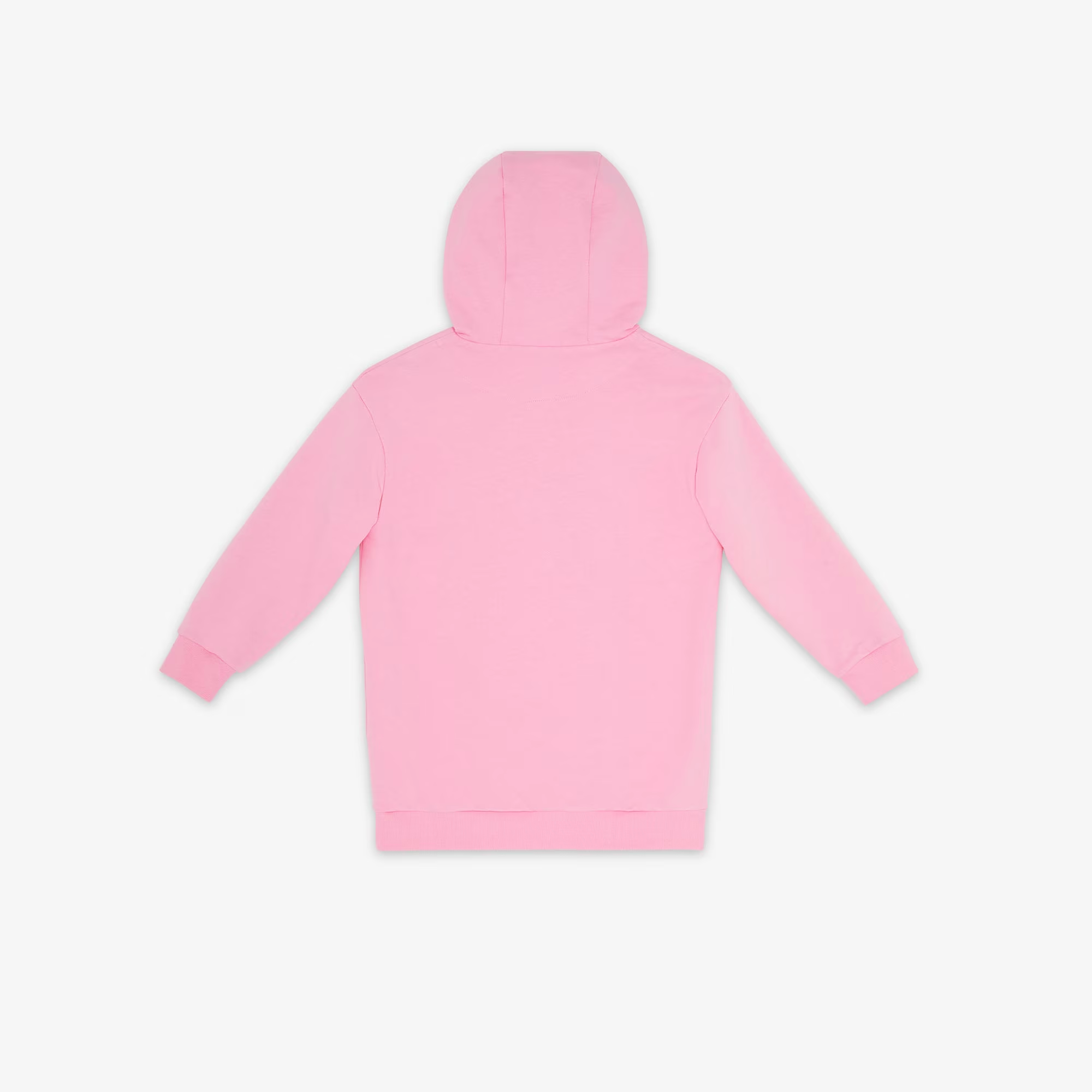 Girls Pink Printed Hooded Cotton Dress