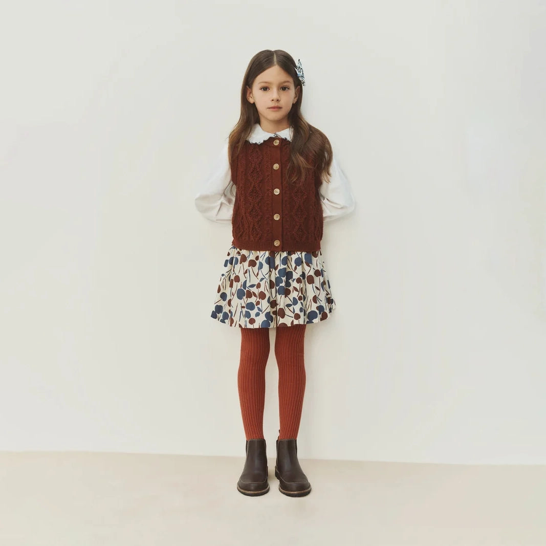 Girls White Cherry Embroidered Cotton Shirt