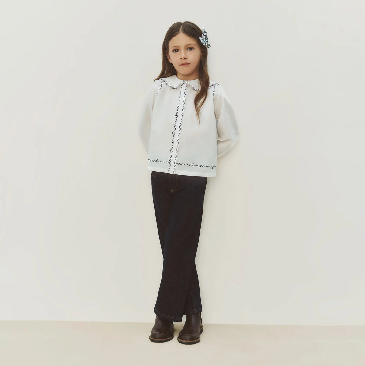 Girls Dark Blue Denim Trousers