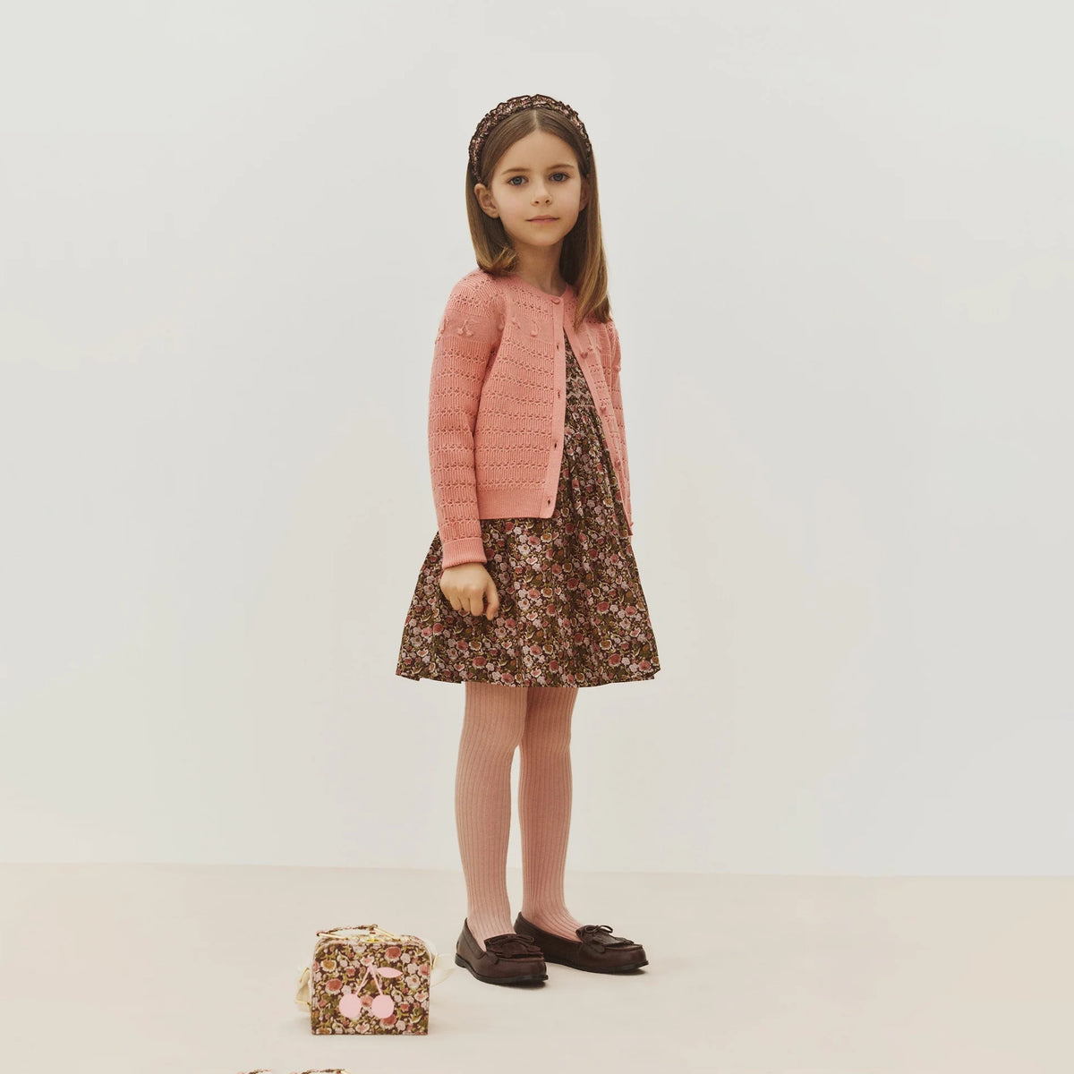 Girls Pink Wool Knit Cardigan