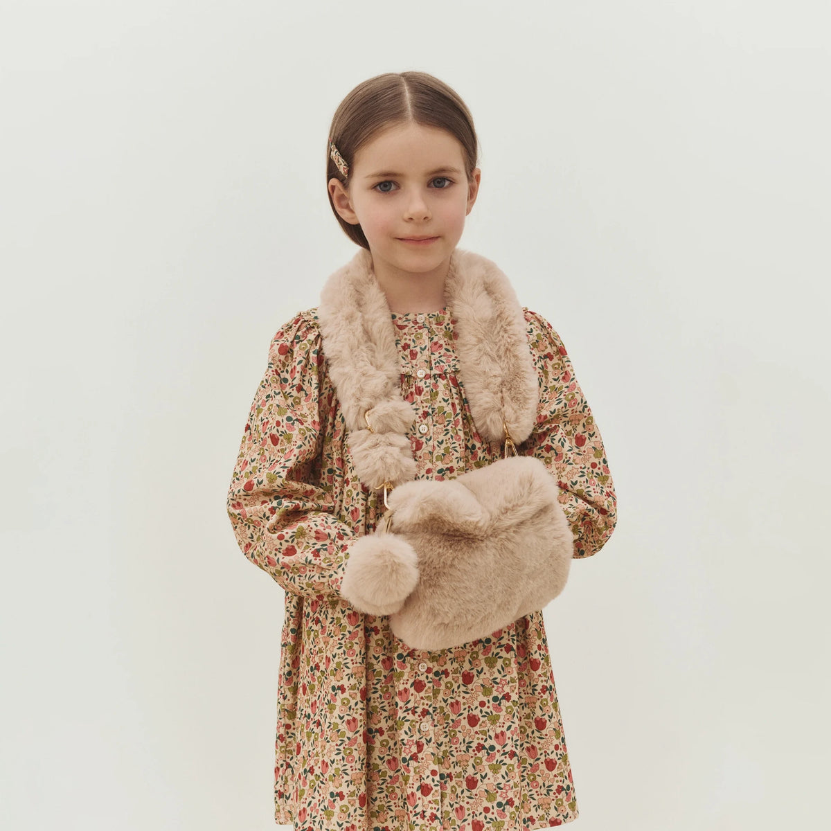 Girls Beige Faux Fur Hand Warmer(16 x 12 cm)