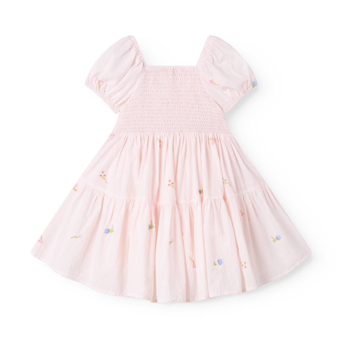 Girls Light Pink Embroidered Cotton Dress