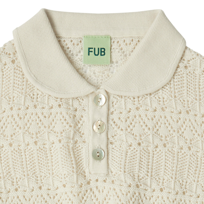 Girls White Hollow Polo Shirt