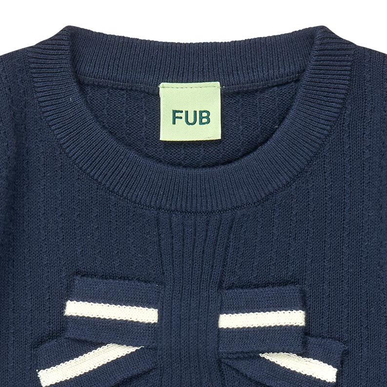 Girls Dark Blue Knit Cotton T-Shirt