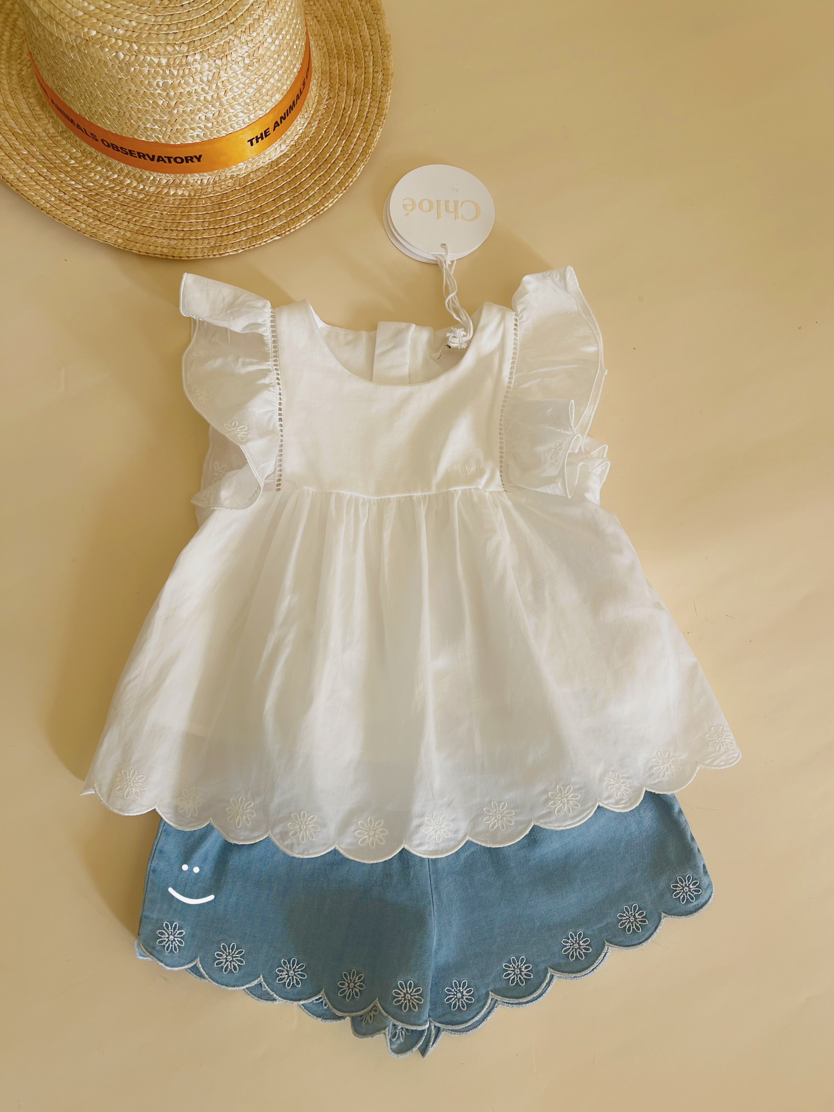 Baby Girls White Ruffled Cotton Set