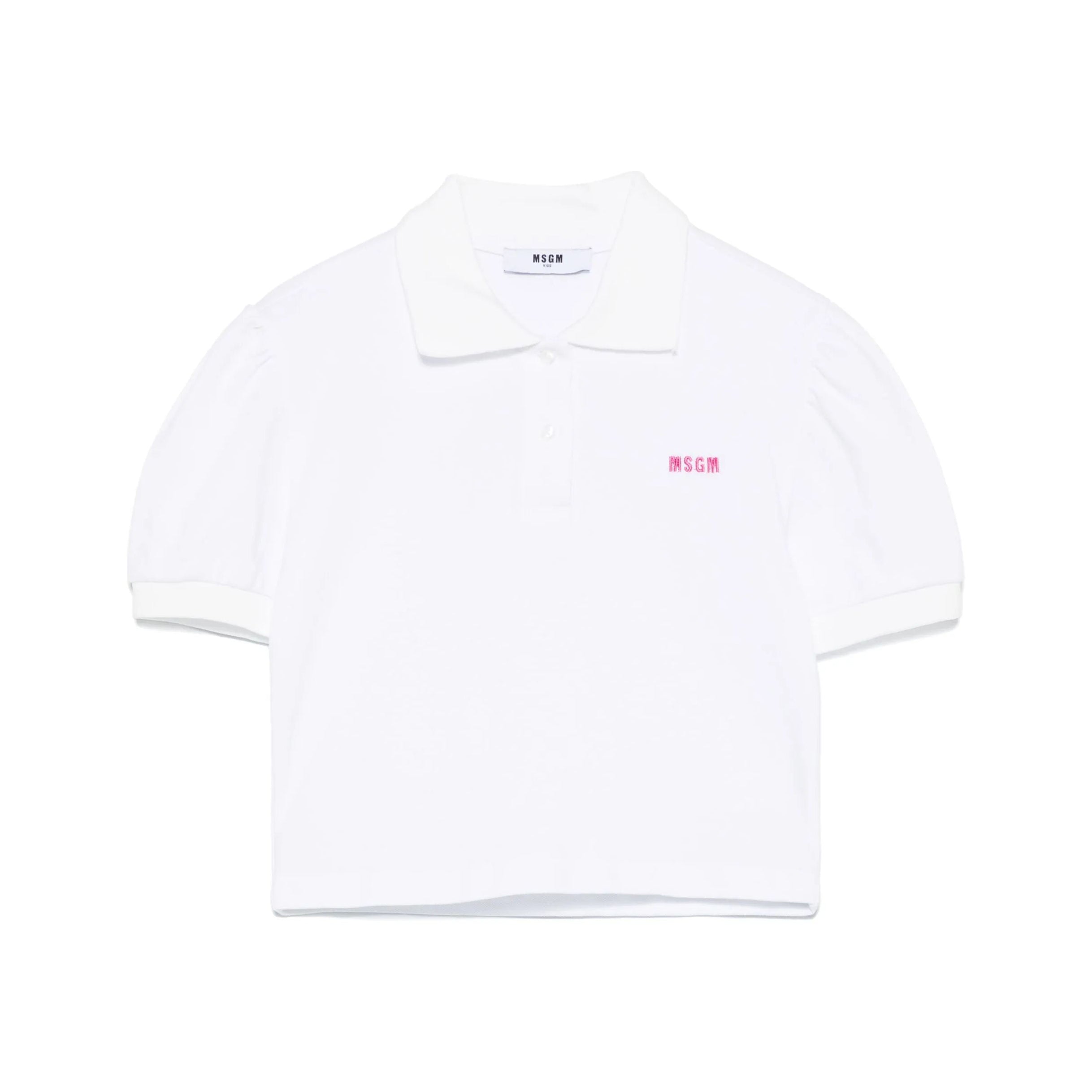 Girls White Cotton Polo Shirt