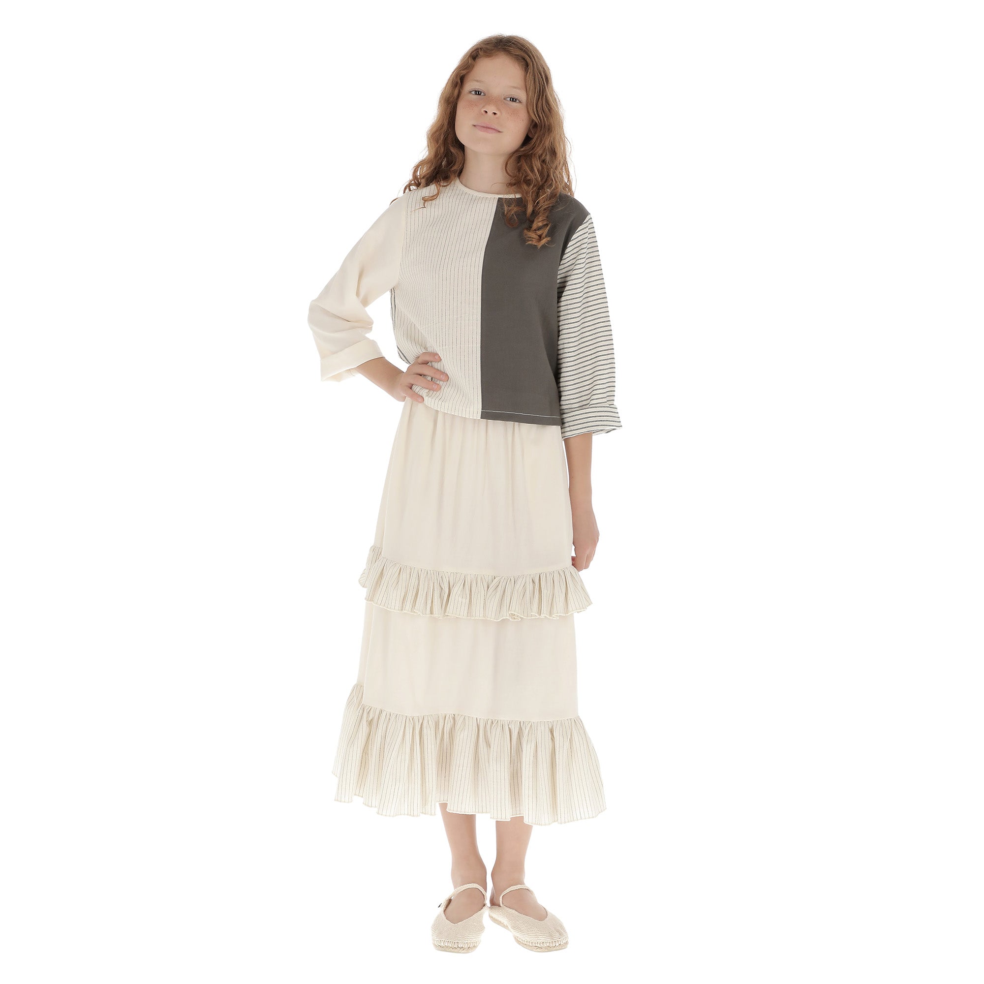 Girls White Cotton Skirt