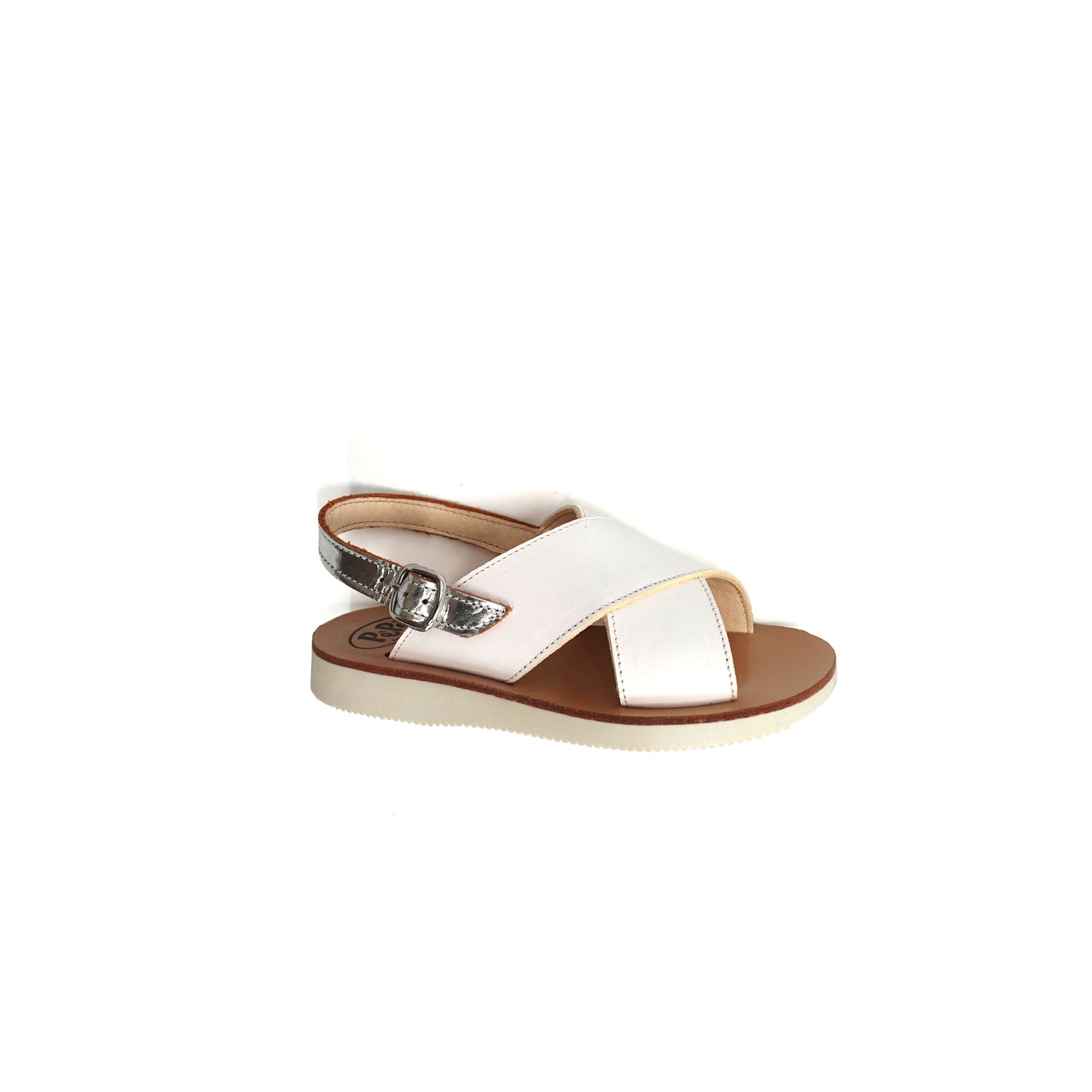 Girls White Leather Sandals