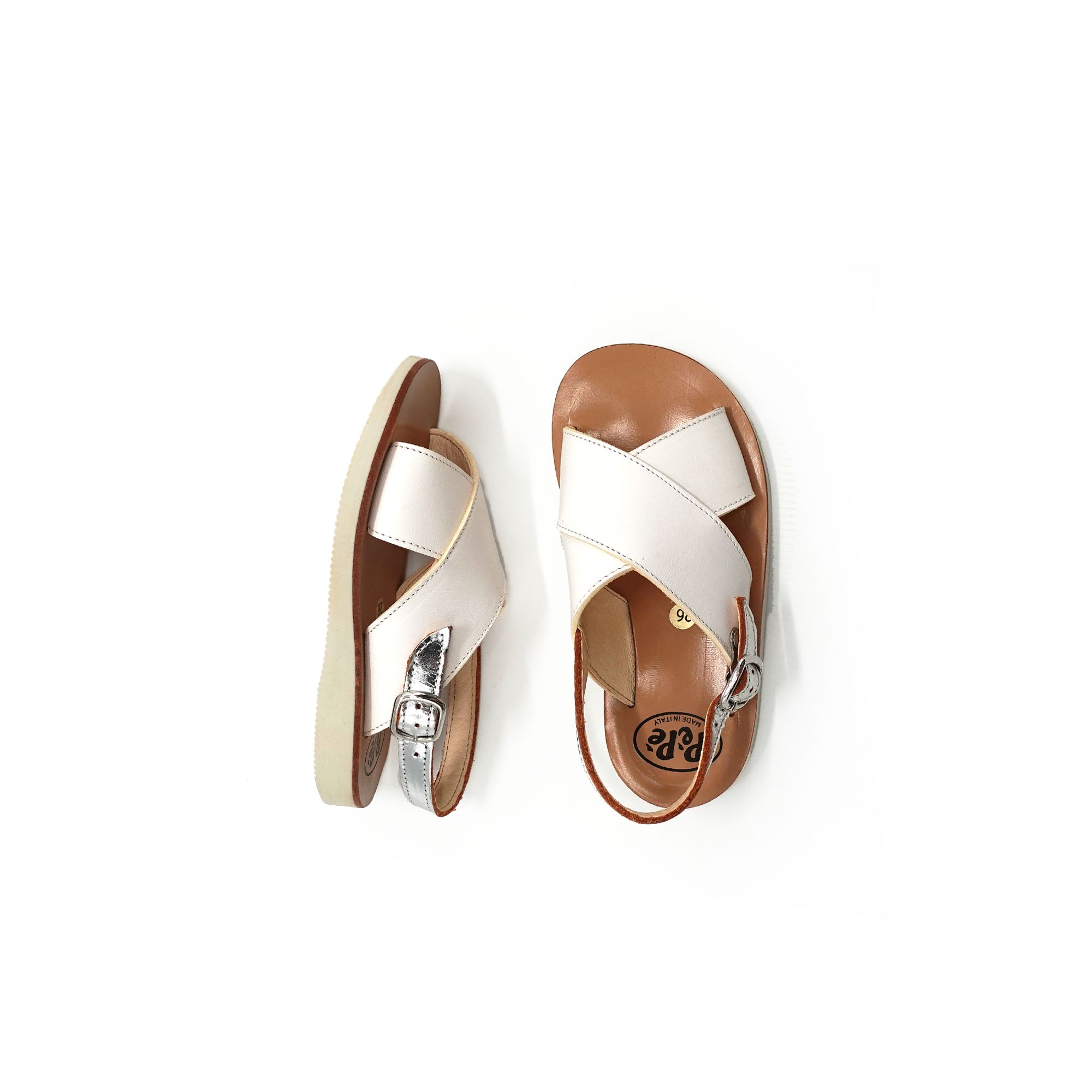 Girls White Leather Sandals