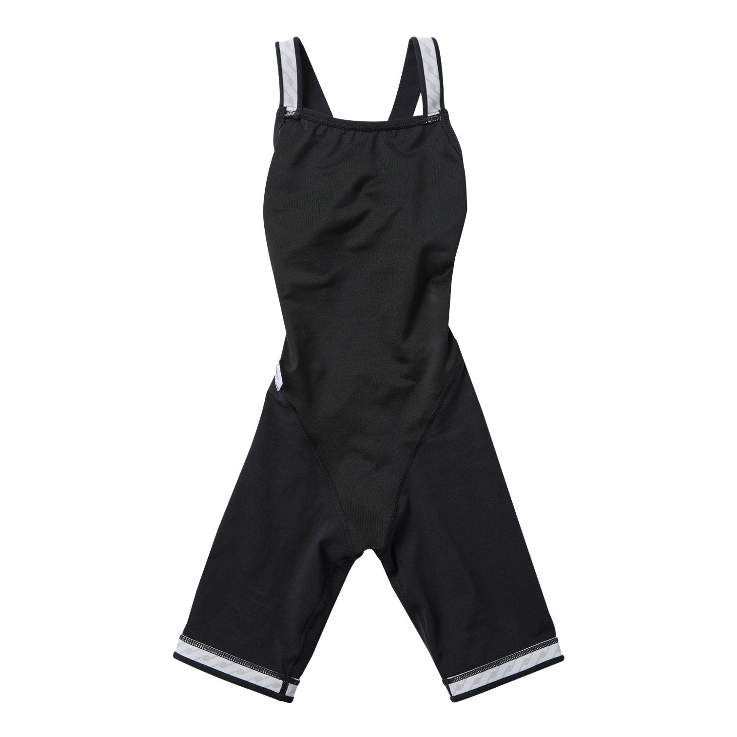 Girls Black Embroidered Cropped Professional Swimsuit