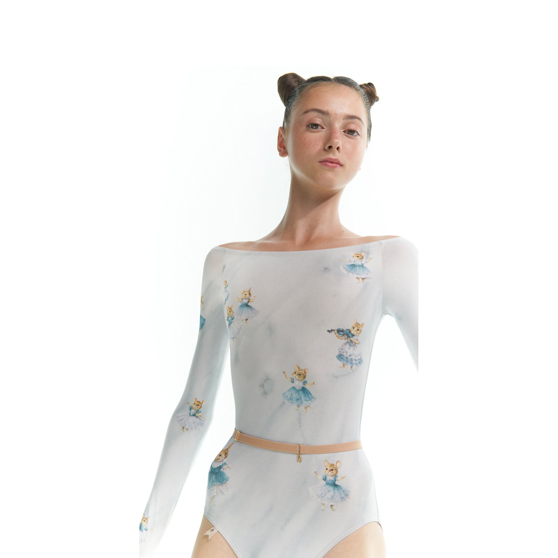 Girls Blue Mouse Long Sleeves Ballet Onesies(J181LE20VL/baby blue)