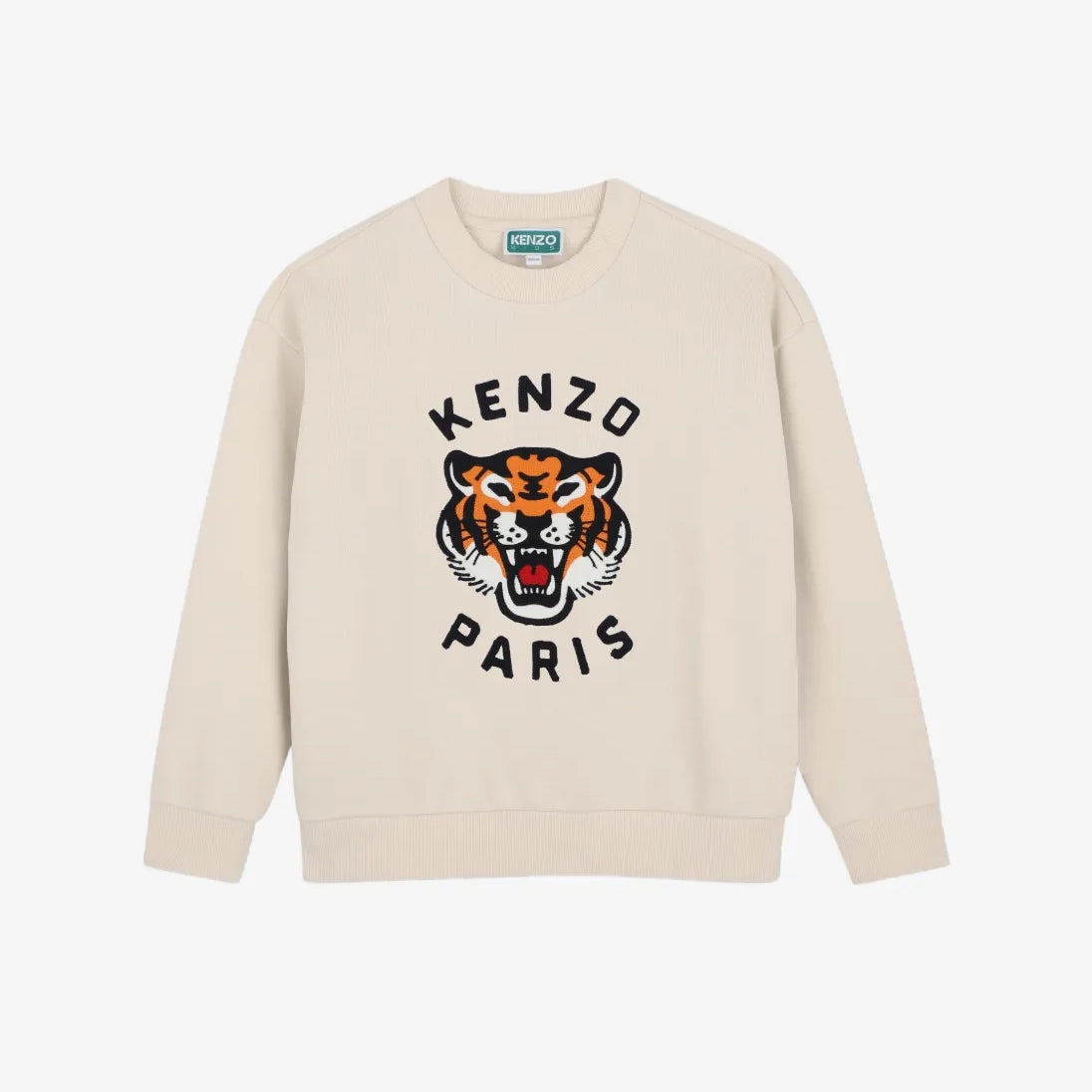 Boys & Girls White Tiger Printed Cotton Sweatshirt