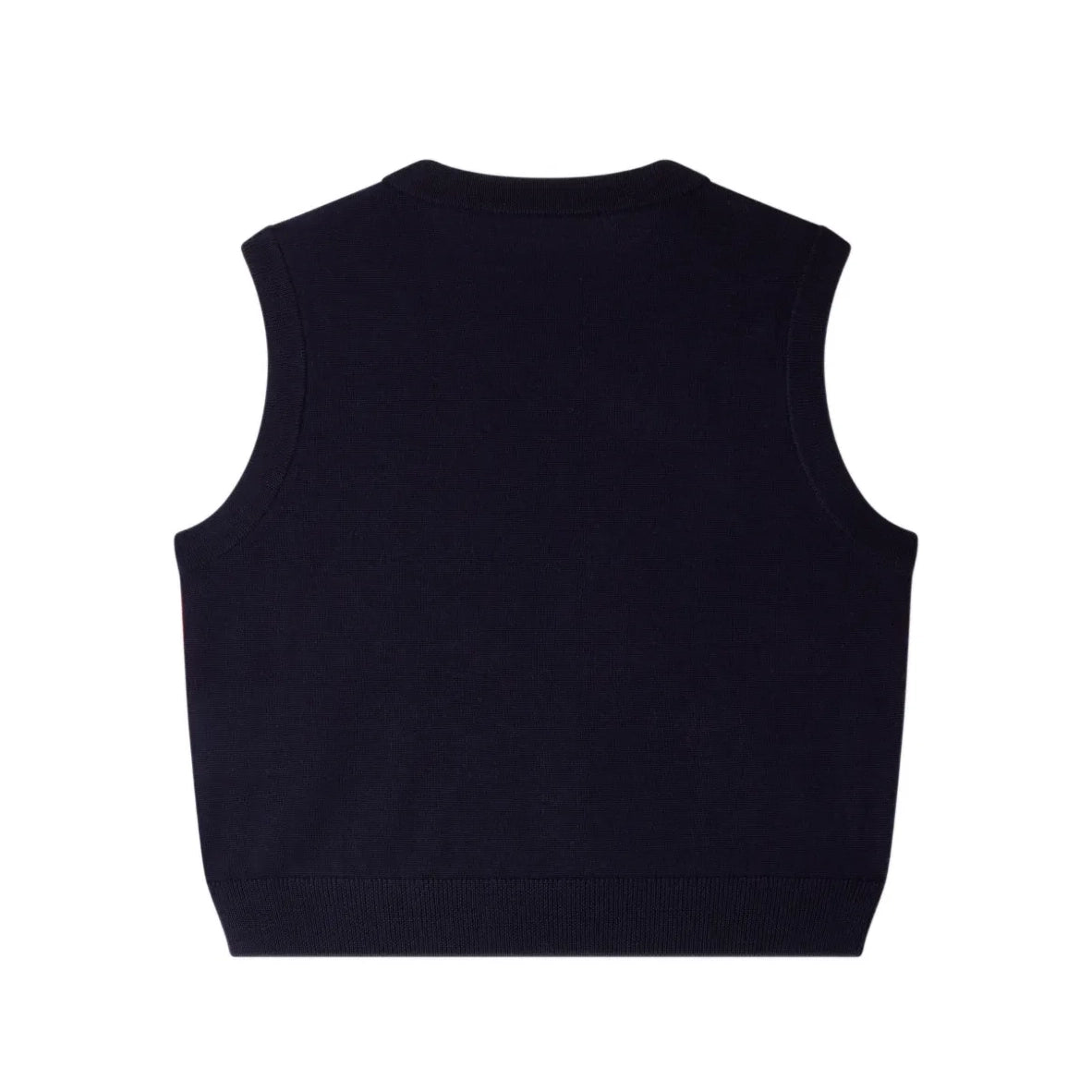 Girls Navy Cherry Jacquard Wool Vest
