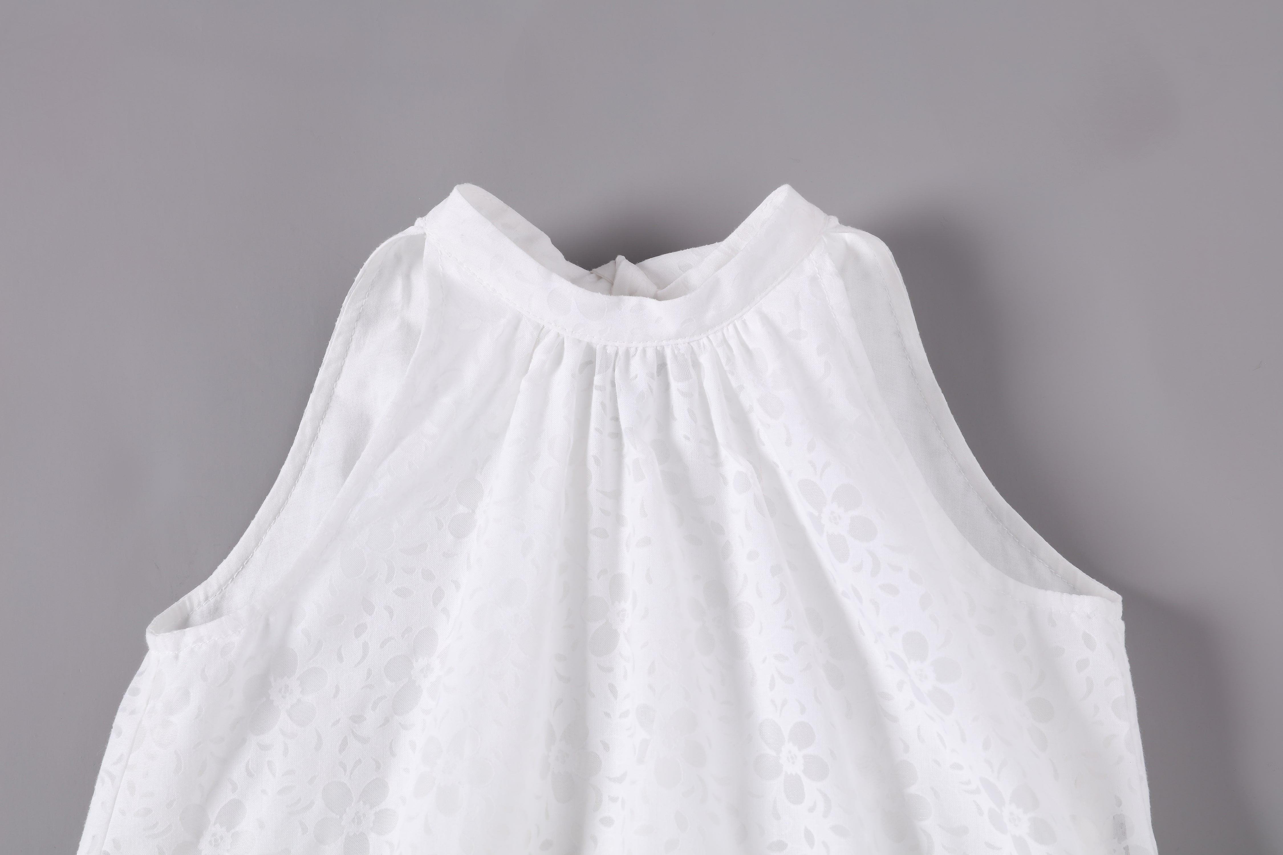 女童白色度假长礼服裙